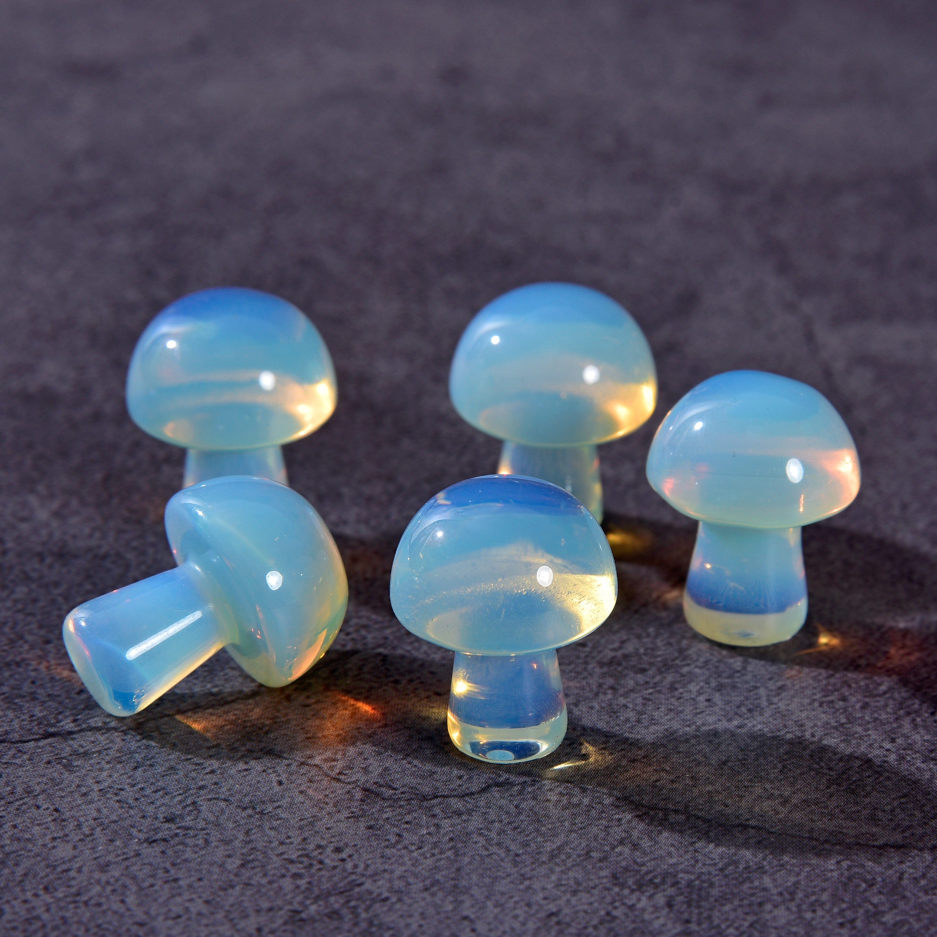 KALIFANO Gemstone Carvings 1" Opalite Moonstone Mushroom Natural Gemstone Carving CV1-M-MS