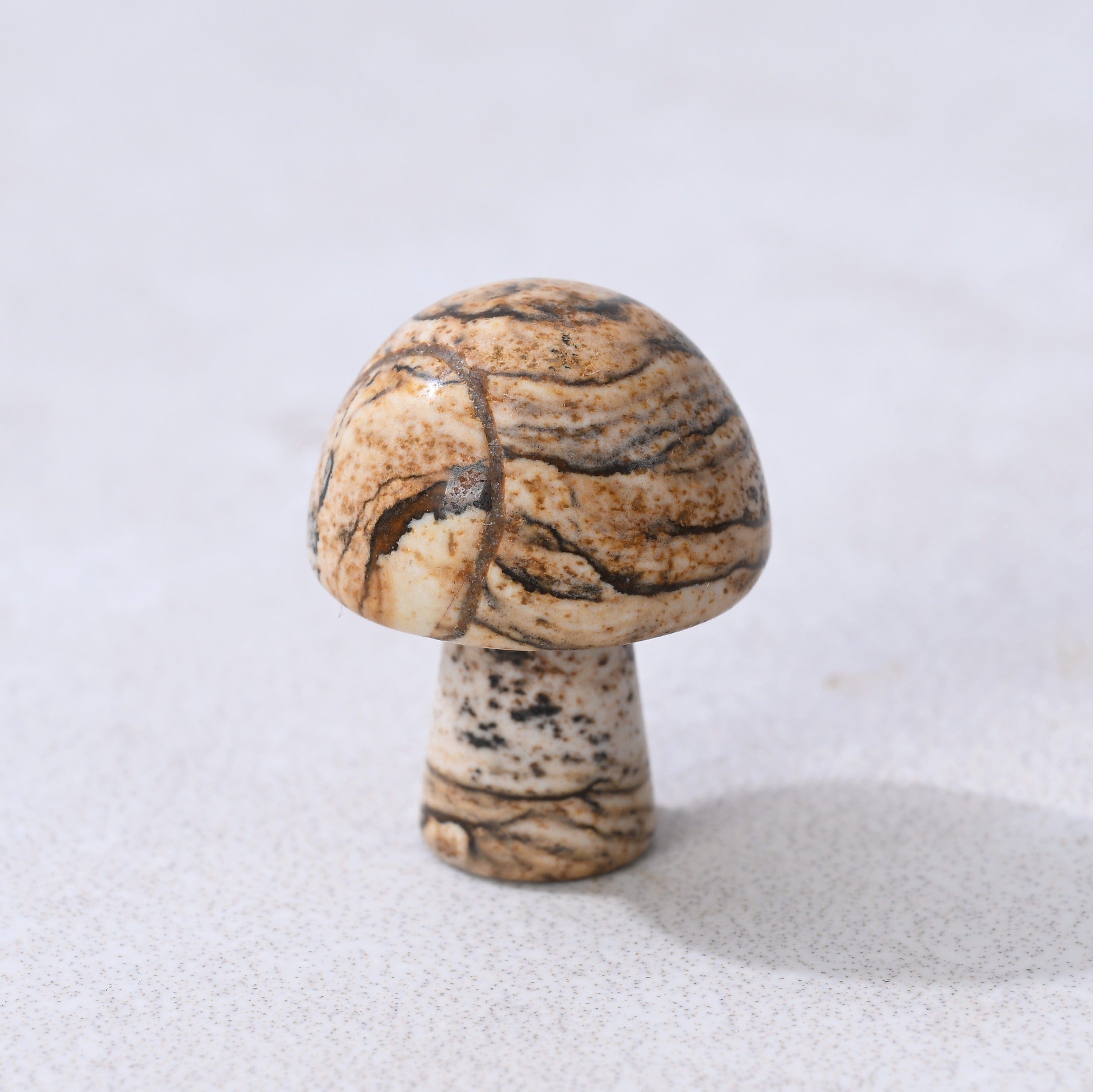 KALIFANO Gemstone Carvings 1" Picture Jasper Mushroom Natural Gemstone Carving CV1-M-PJ