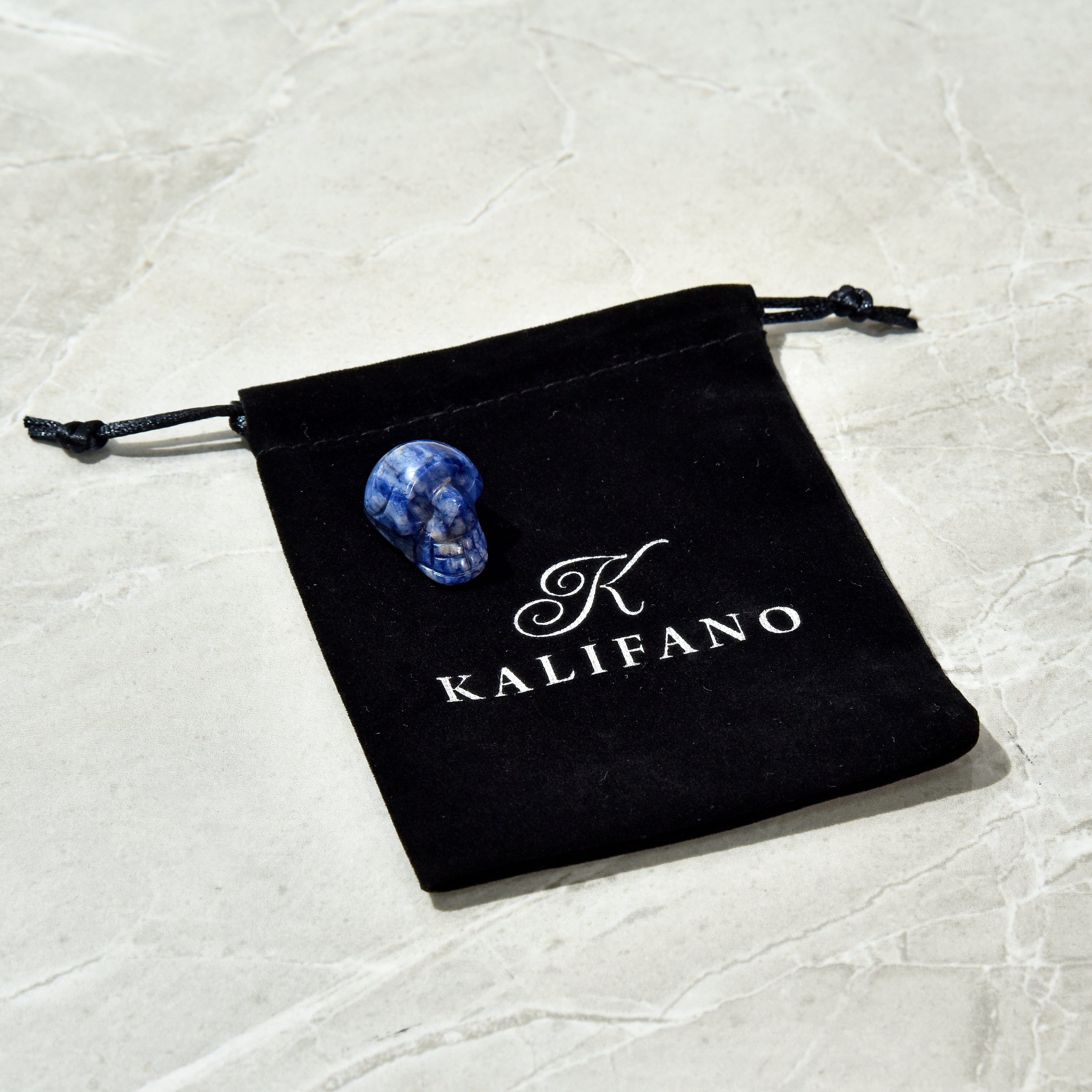 KALIFANO Gemstone Carvings 1" Sodalite Skull Natural Gemstone Carving CV4-SK-SD