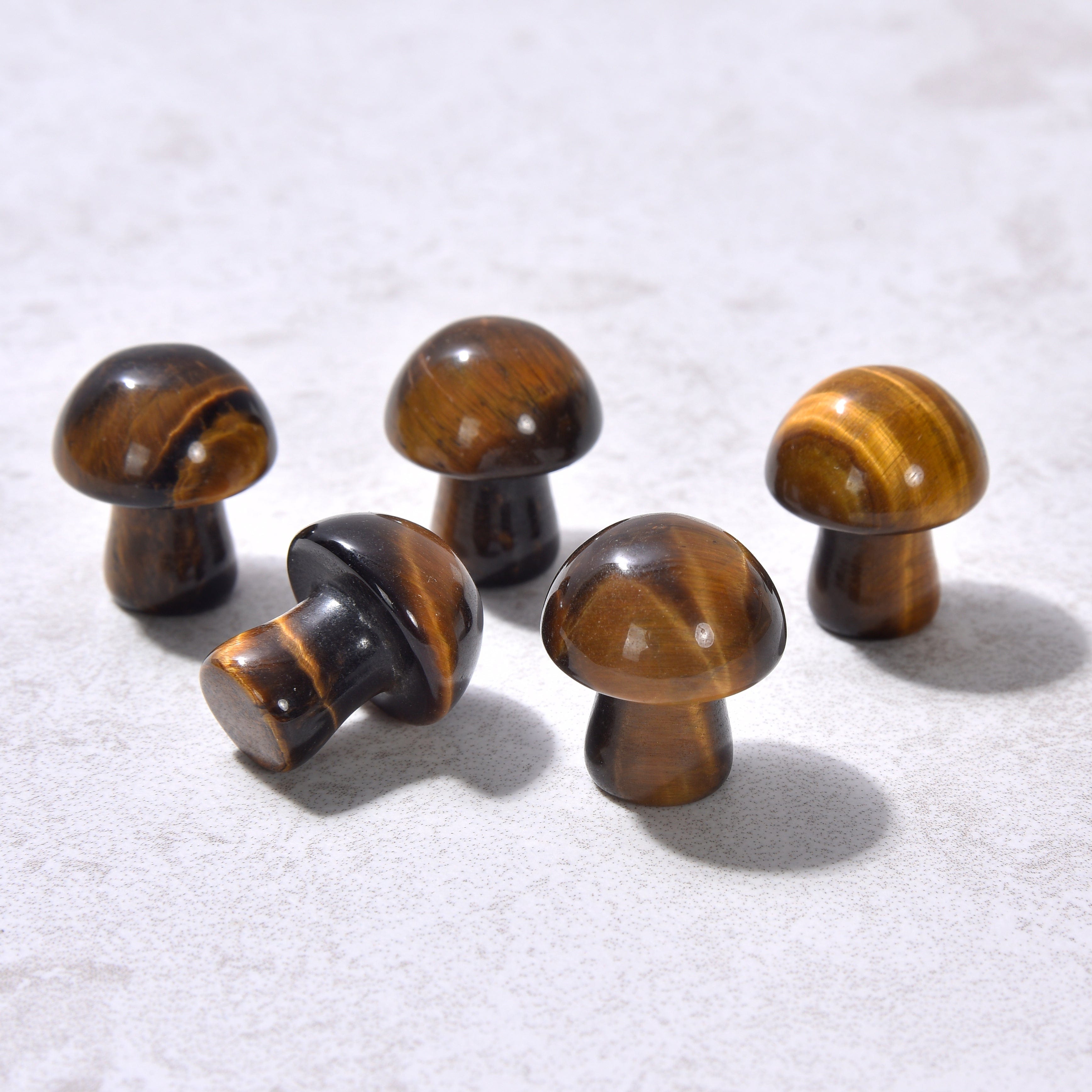 KALIFANO Gemstone Carvings 1" Tiger Eye Mushroom Natural Gemstone Carving CV1-M-TE