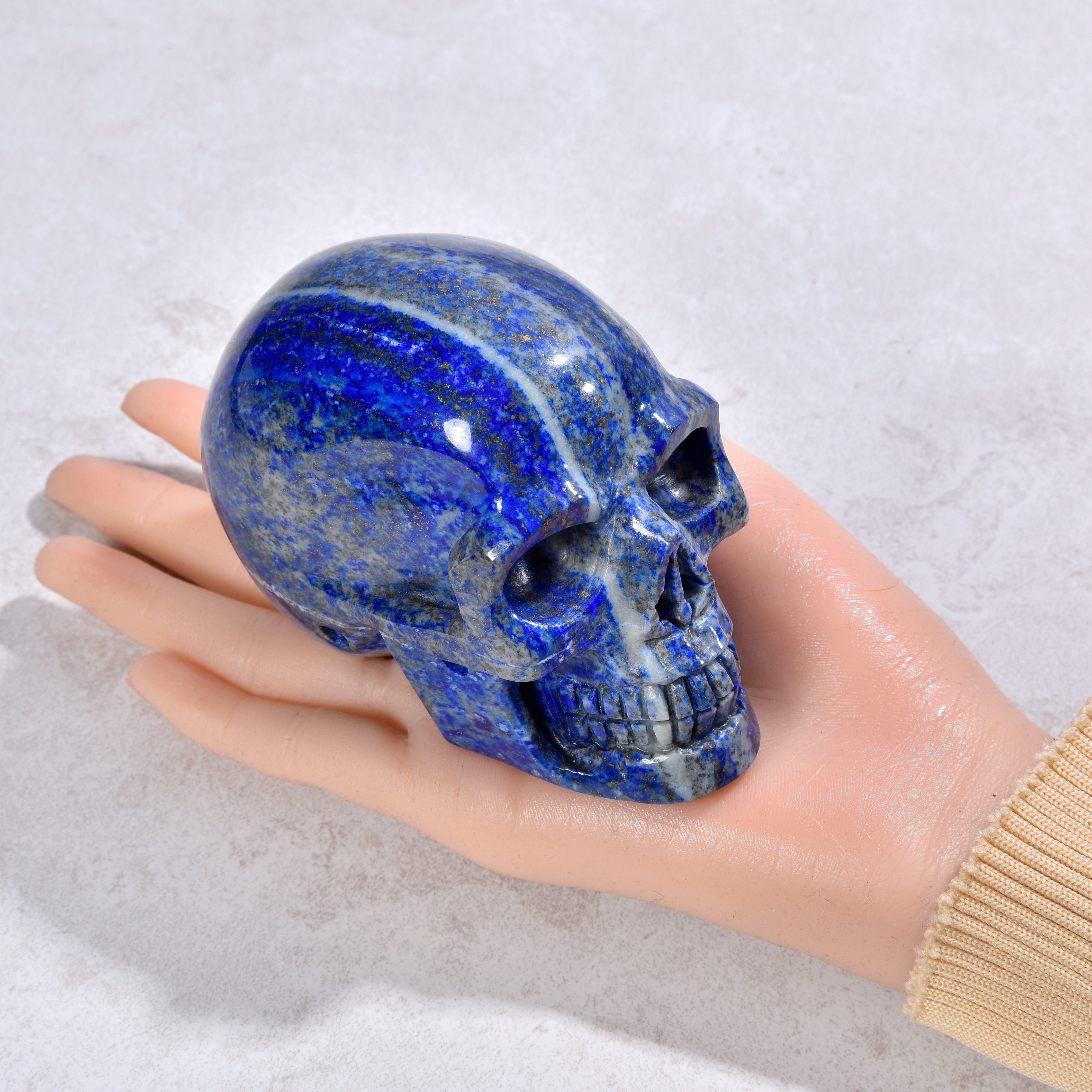 KALIFANO Gemstone Carvings 2.2" Natural Lapis Skull Gemstone Carving CVLSK.1300.03