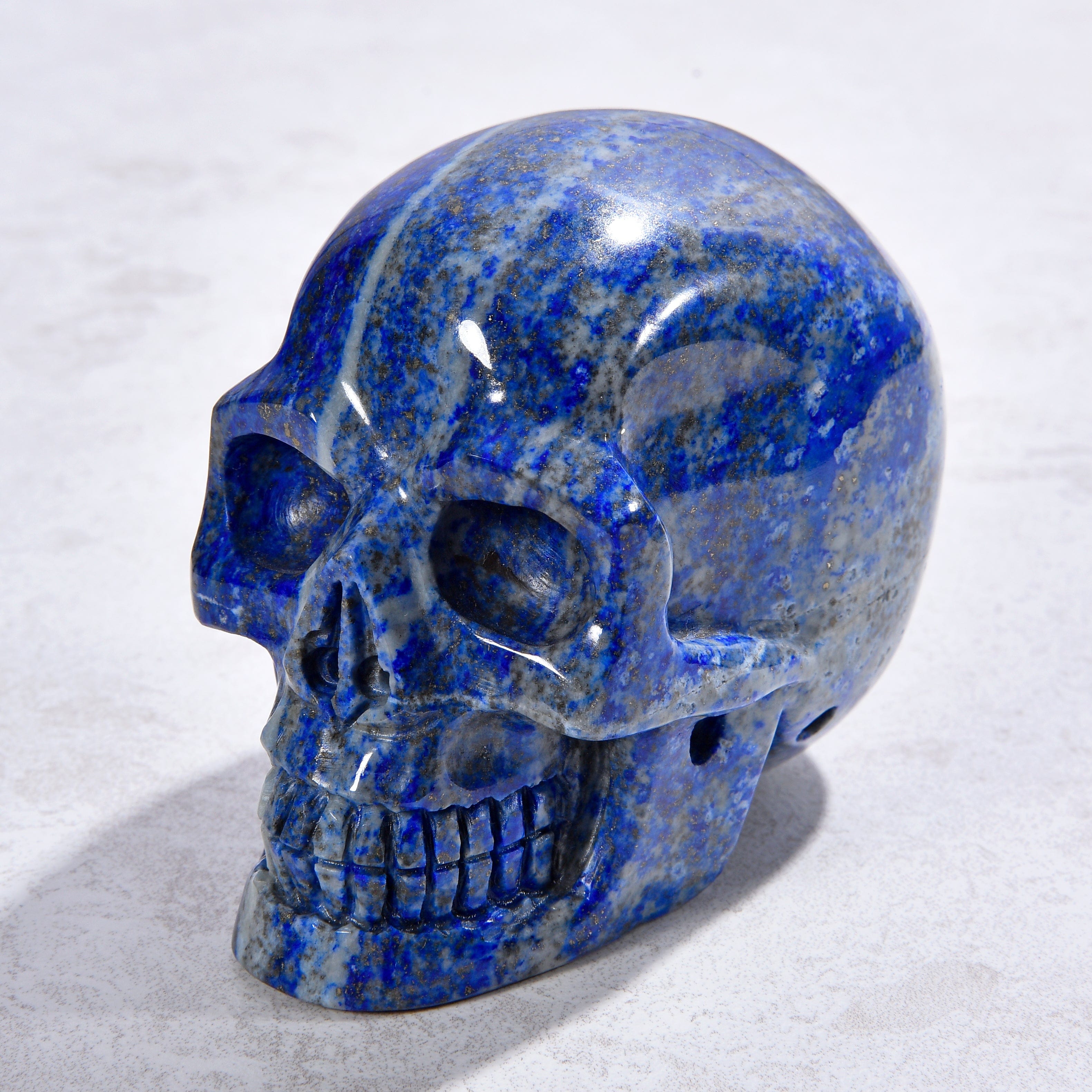 KALIFANO Gemstone Carvings 2.2" Natural Lapis Skull Gemstone Carving CVLSK.1300.03