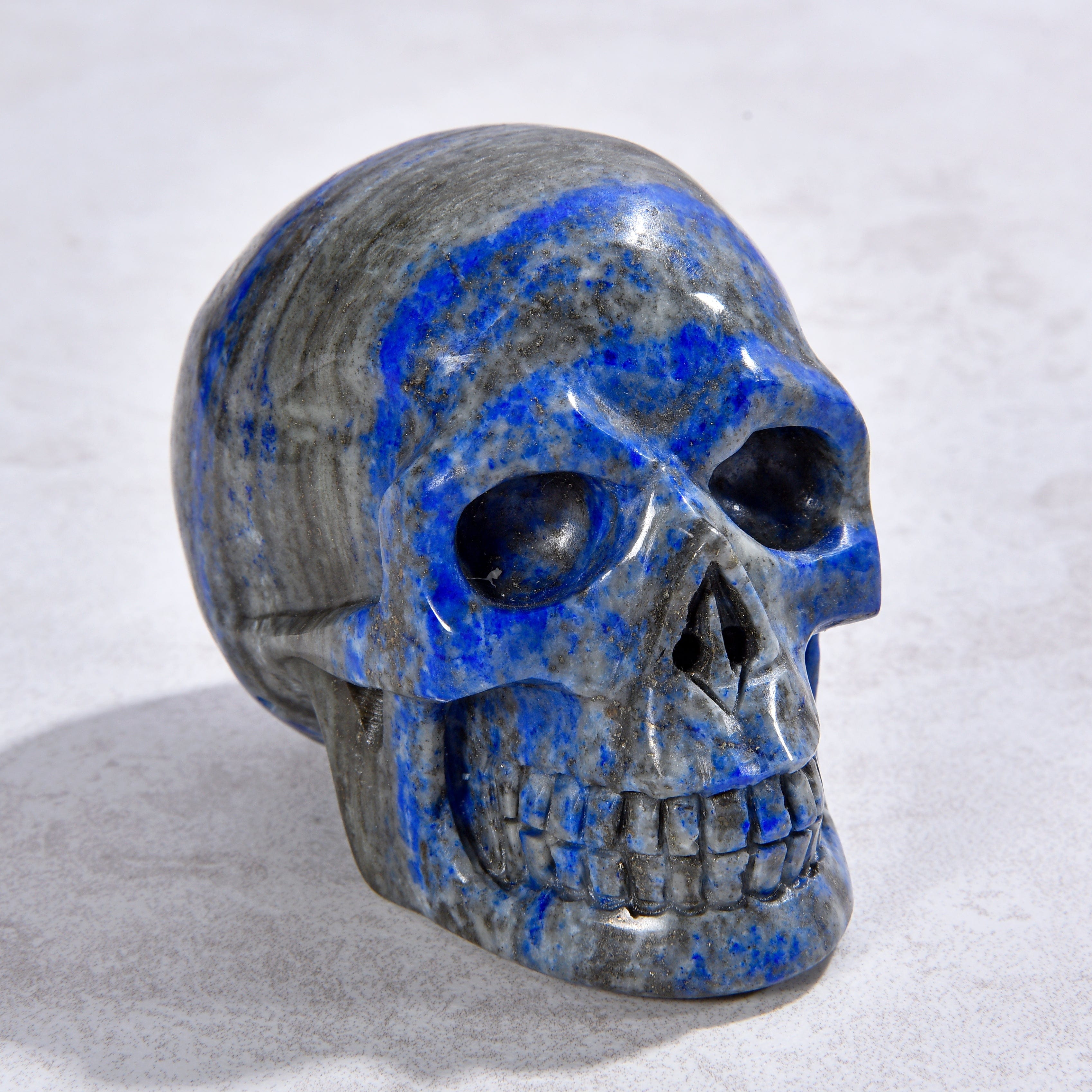 KALIFANO Gemstone Carvings 2.2" Natural Lapis Skull Gemstone Carving CVLSK.800.01