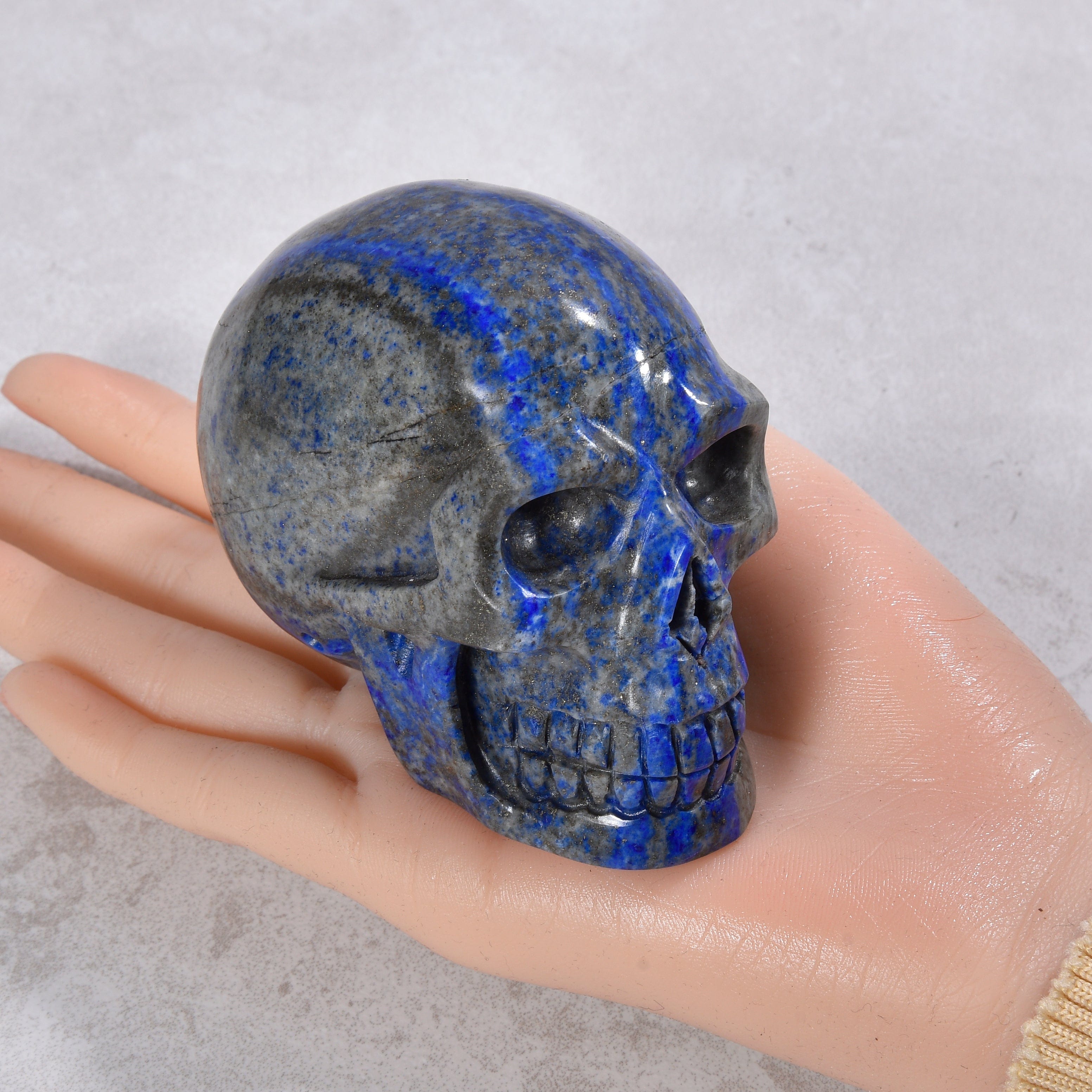 KALIFANO Gemstone Carvings 2.2" Natural Lapis Skull Gemstone Carving CVLSK.900.01