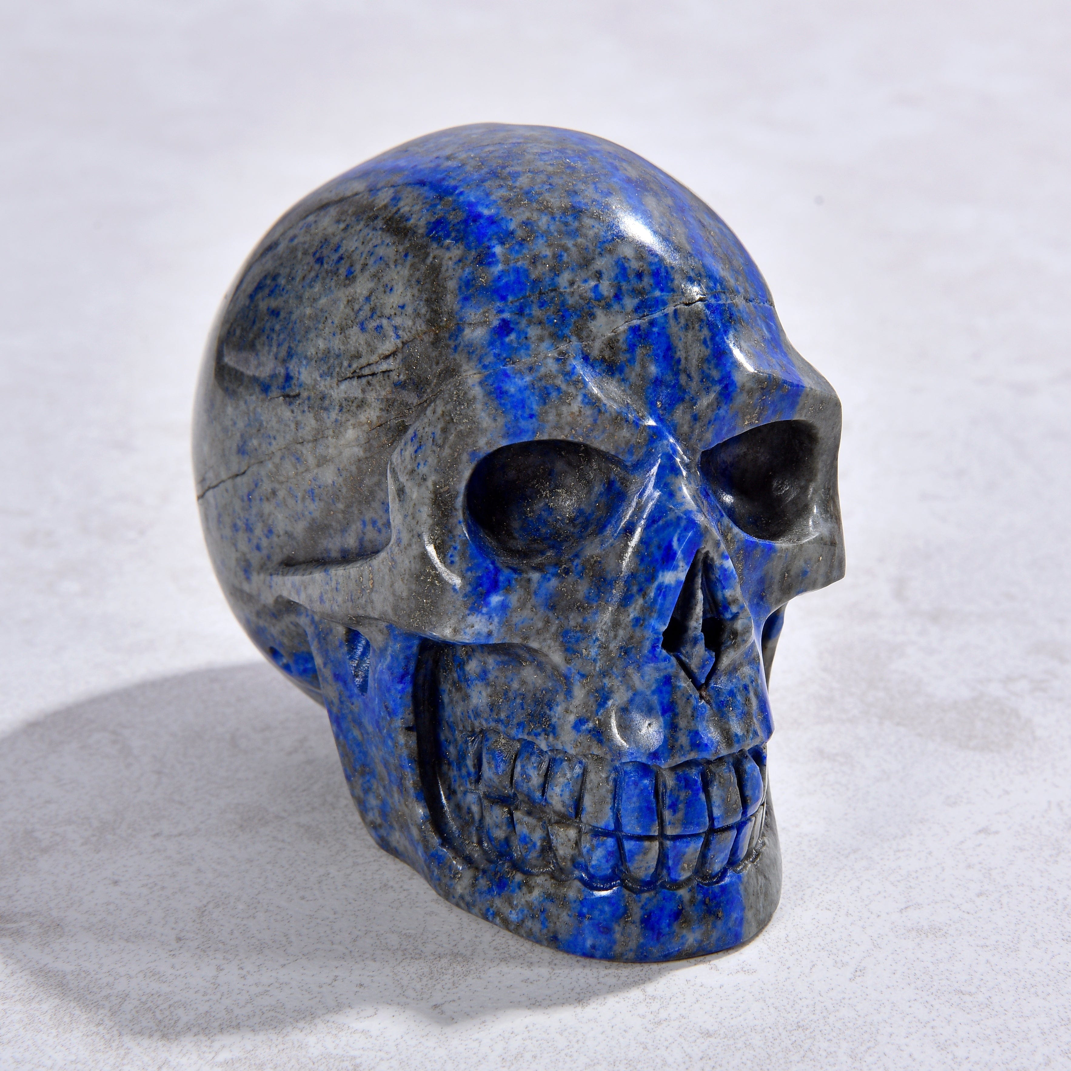 KALIFANO Gemstone Carvings 2.2" Natural Lapis Skull Gemstone Carving CVLSK.900.01