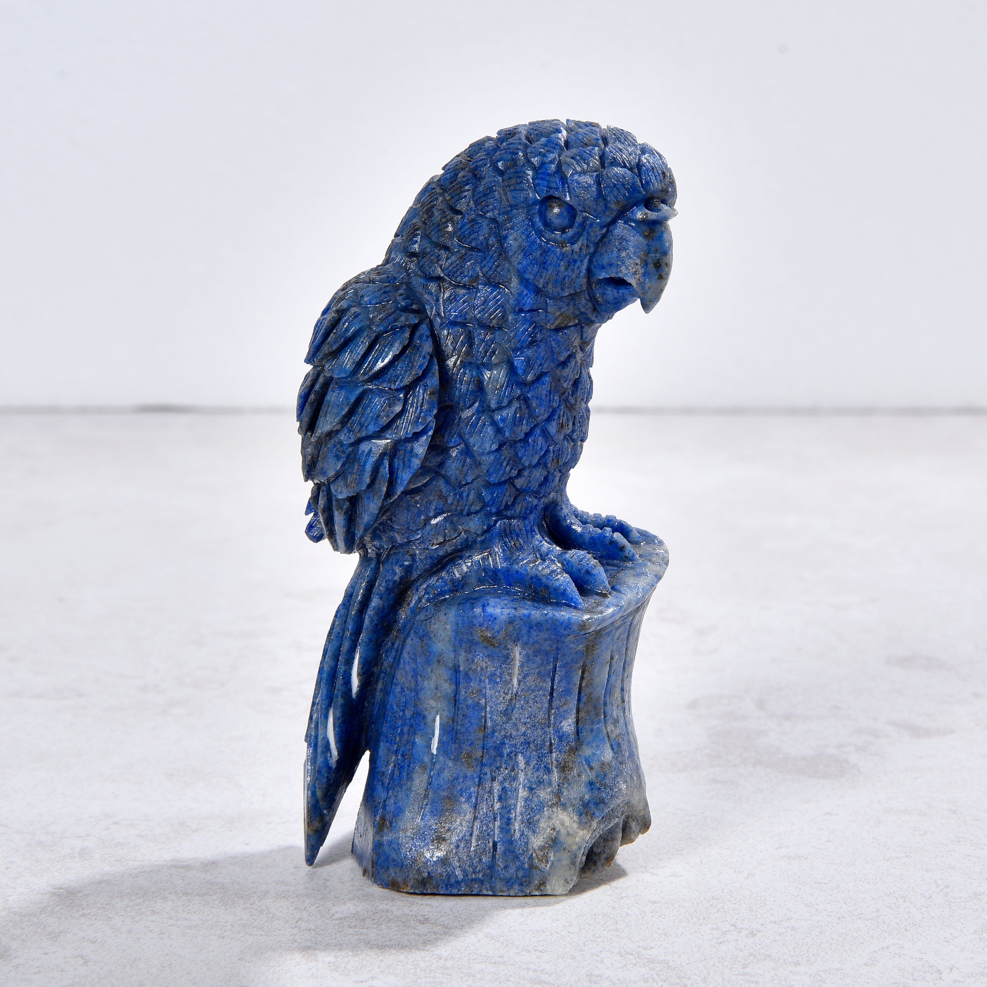 KALIFANO Gemstone Carvings 2.4" Natural Lapis Parrot Gemstone Carving CVLB.1000.17