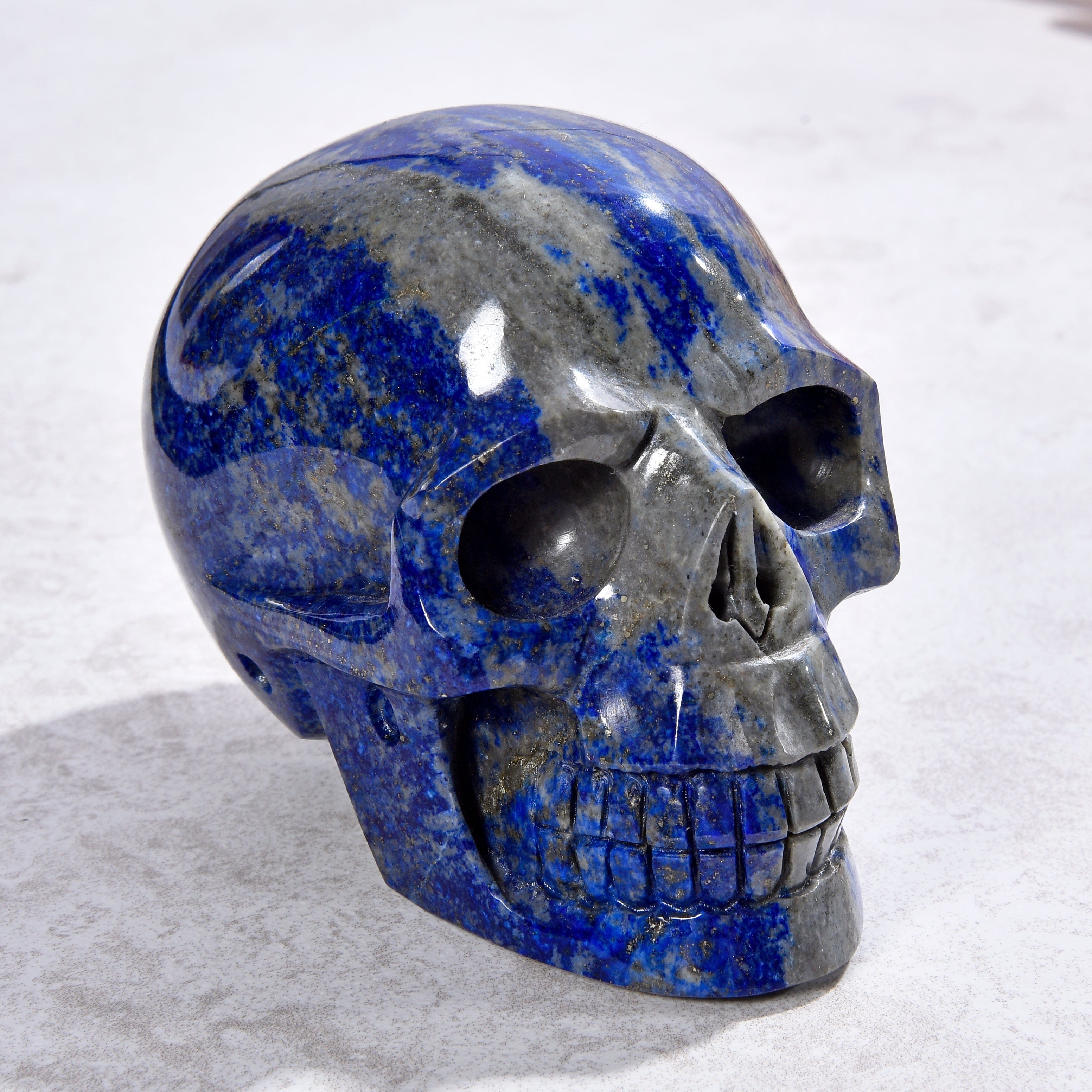 KALIFANO Gemstone Carvings 2.4" Natural Lapis Skull Gemstone Carving CVLSK.1000.01