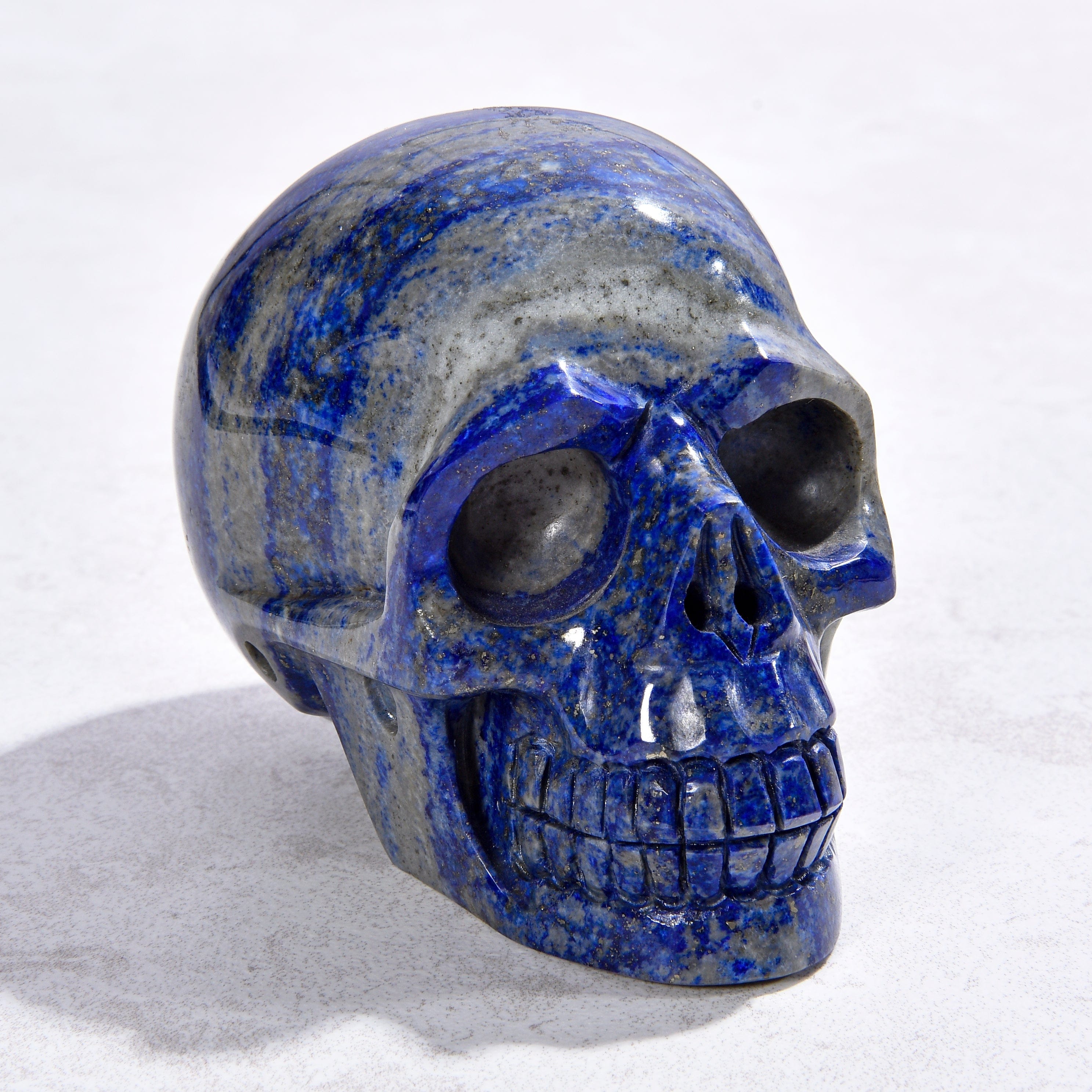 KALIFANO Gemstone Carvings 2.4" Natural Lapis Skull Gemstone Carving CVLSK.1000.03