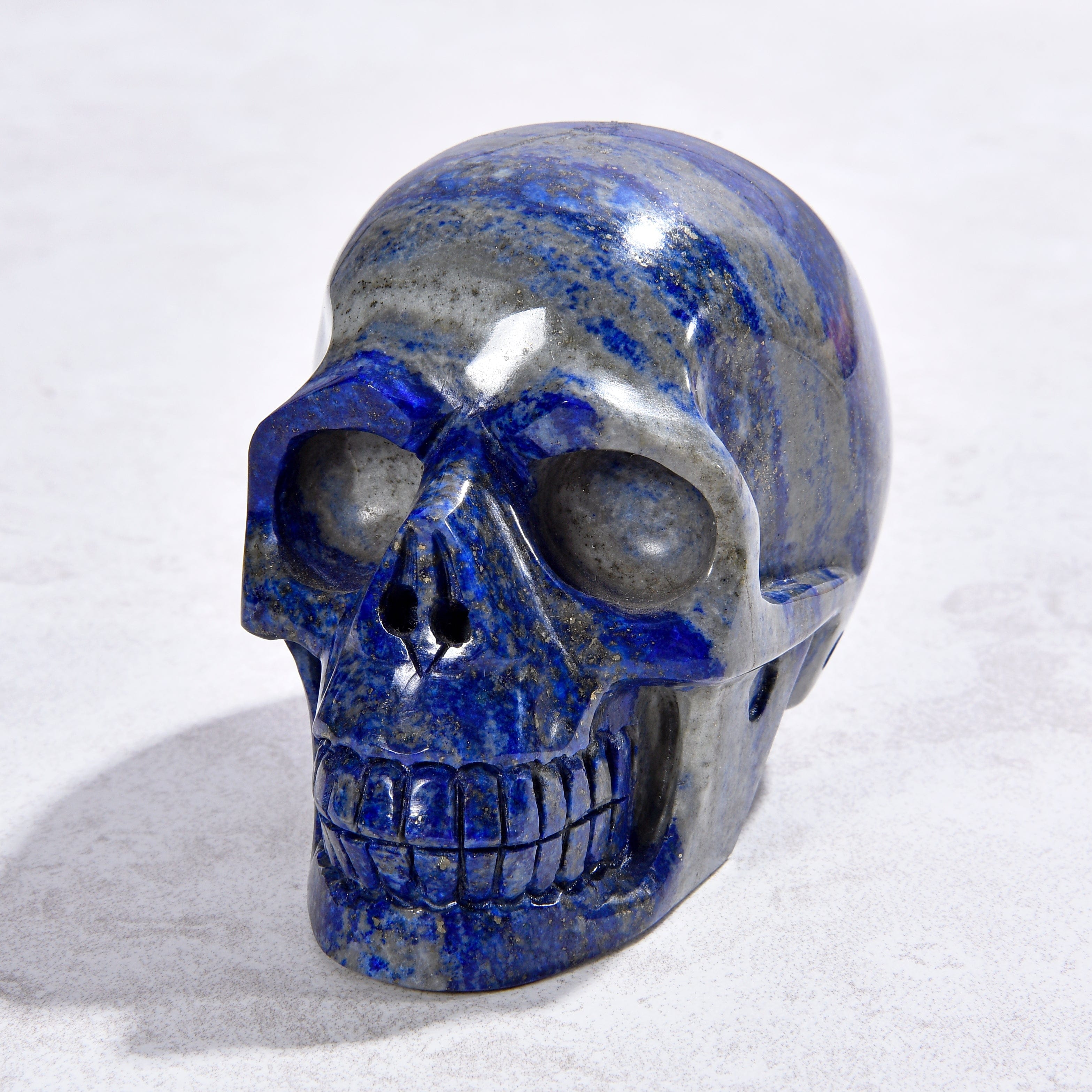 KALIFANO Gemstone Carvings 2.4" Natural Lapis Skull Gemstone Carving CVLSK.1000.03