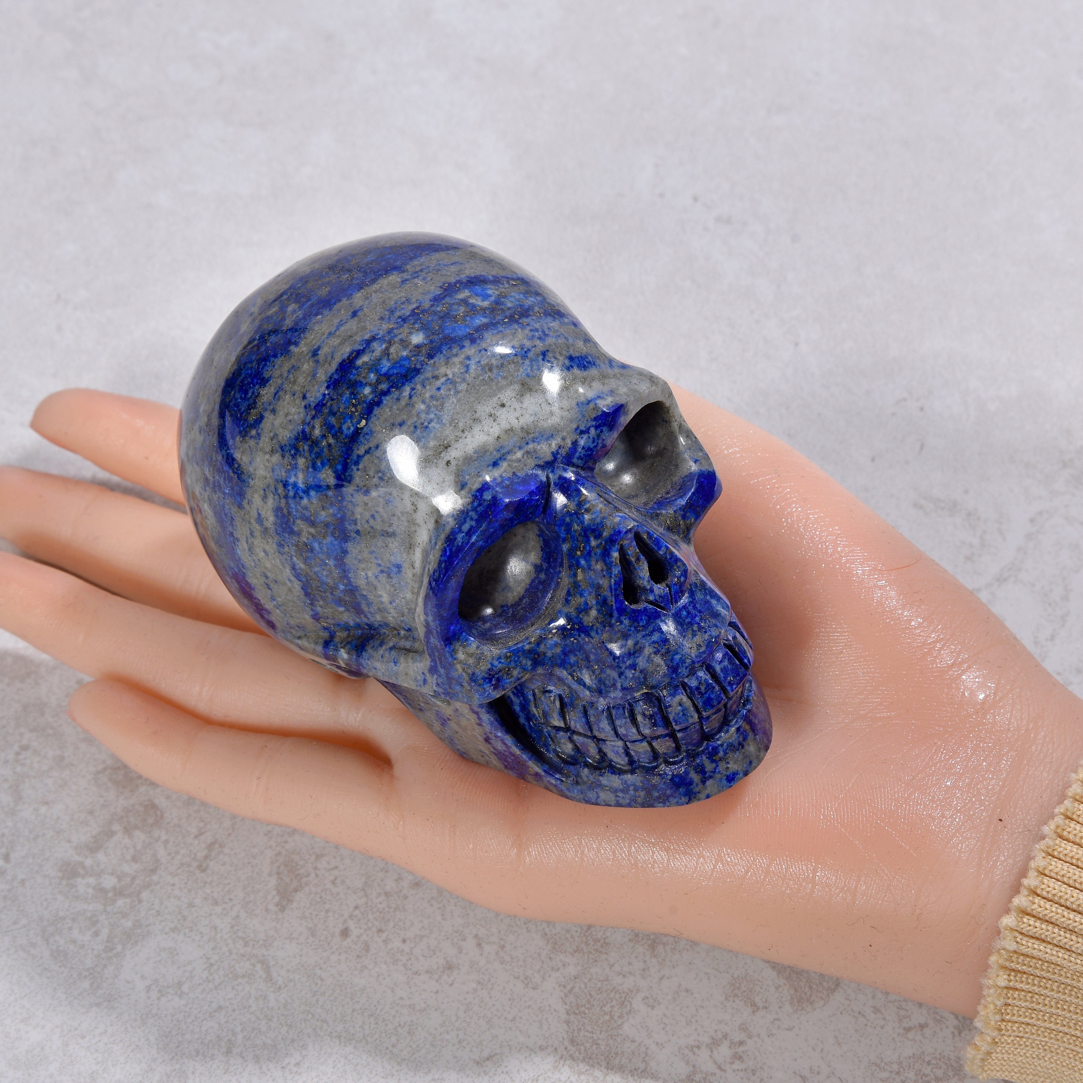 KALIFANO Gemstone Carvings 2.4" Natural Lapis Skull Gemstone Carving CVLSK.1000.03