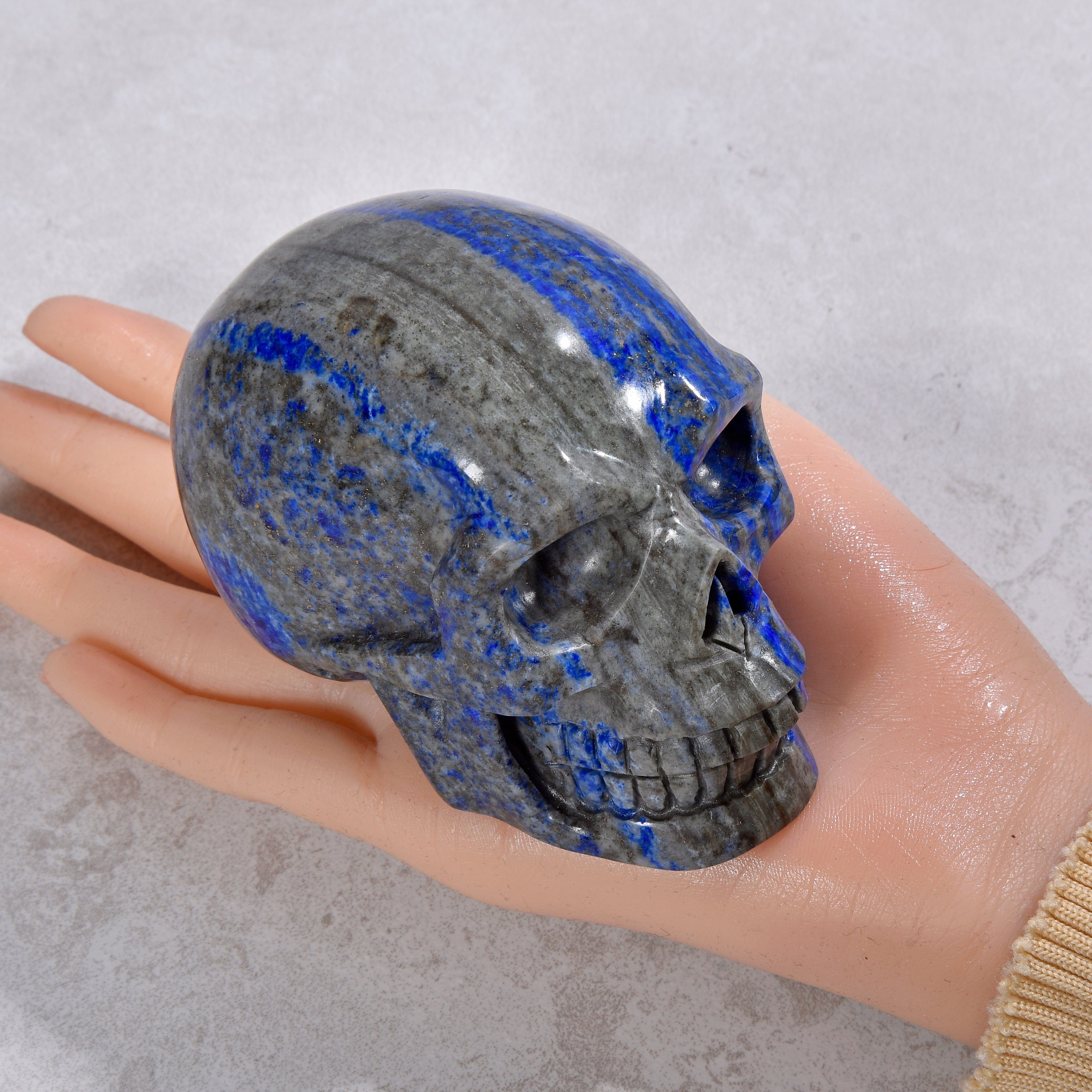 KALIFANO Gemstone Carvings 2.4" Natural Lapis Skull Gemstone Carving CVLSK.1200.01