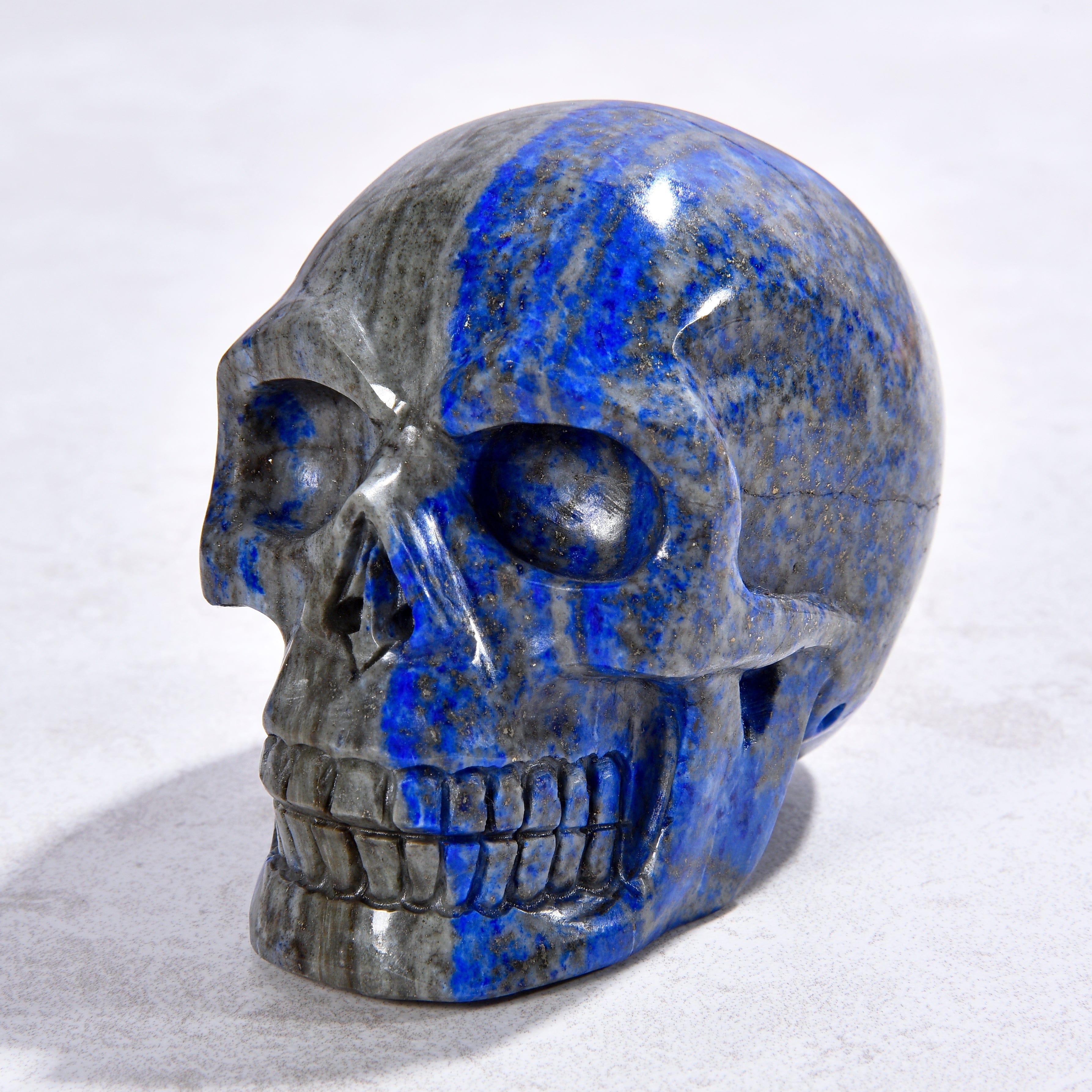 KALIFANO Gemstone Carvings 2.4" Natural Lapis Skull Gemstone Carving CVLSK.1200.01