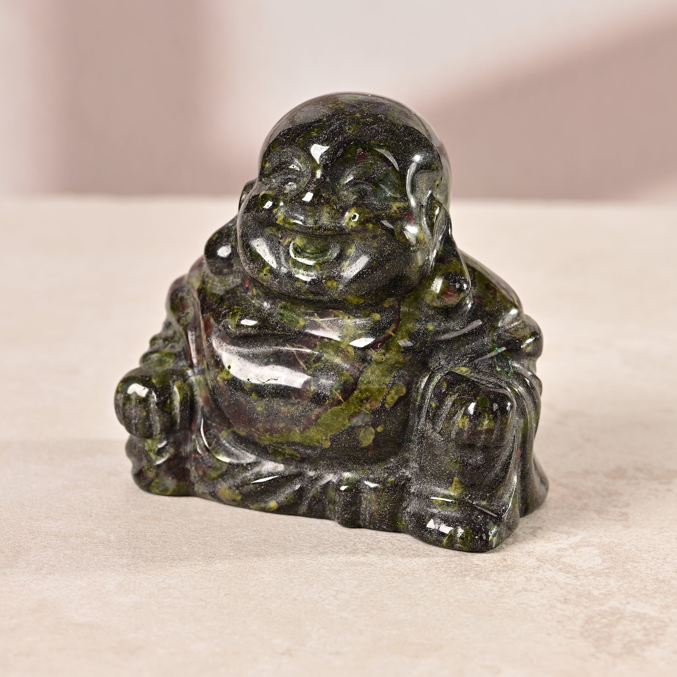 KALIFANO Gemstone Carvings 2.5" Bloodstone Buddha Natural Gemstone Carving CV55-B-BS