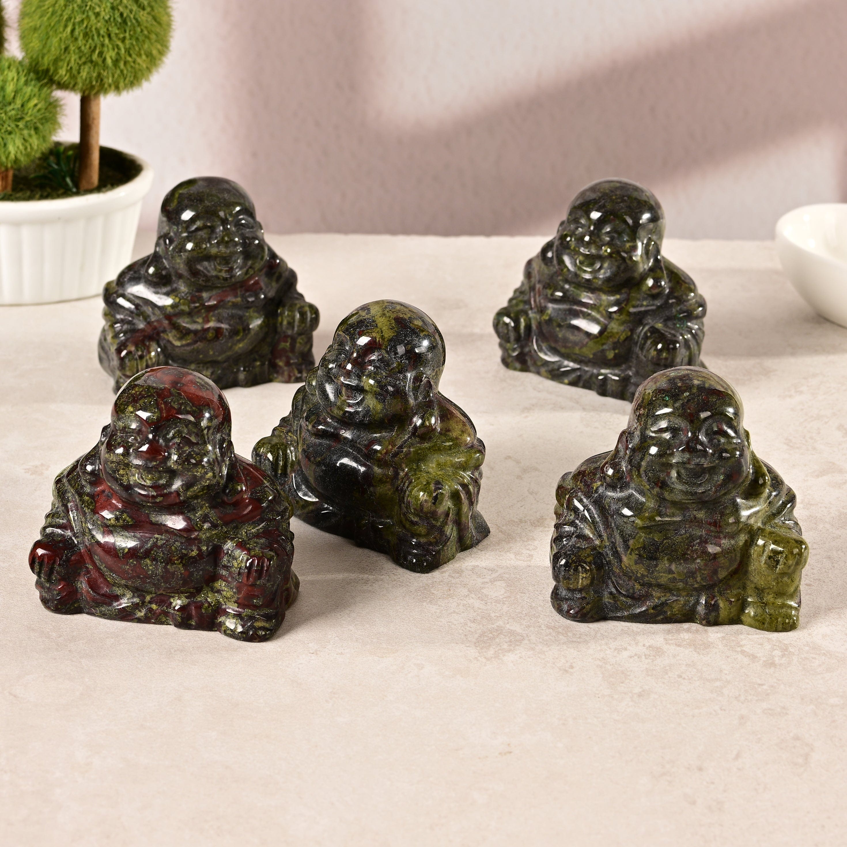 KALIFANO Gemstone Carvings 2.5" Bloodstone Buddha Natural Gemstone Carving CV55-B-BS