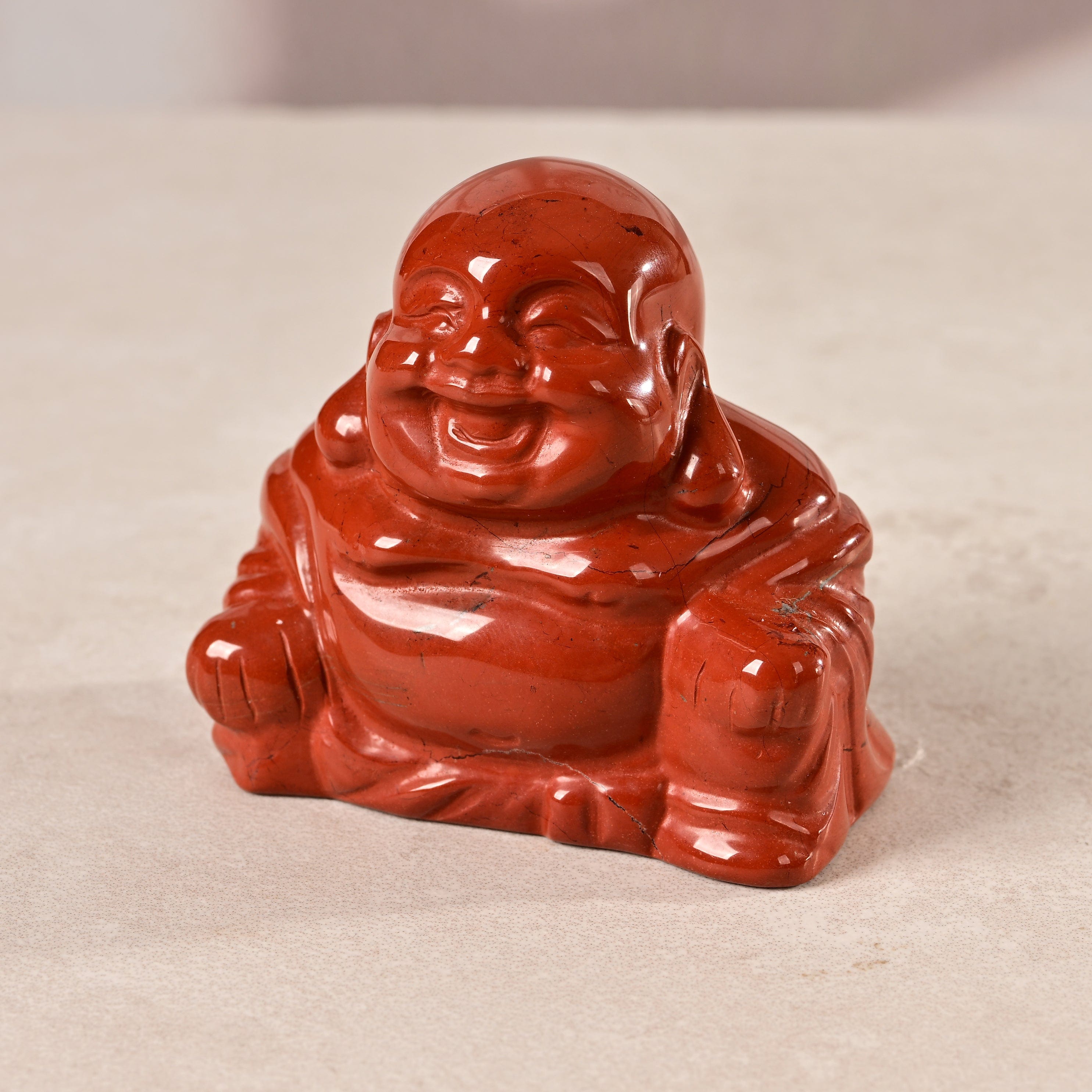 KALIFANO Gemstone Carvings 2.5" Red Jasper Buddha Natural Gemstone Carving CV55-B-RJ