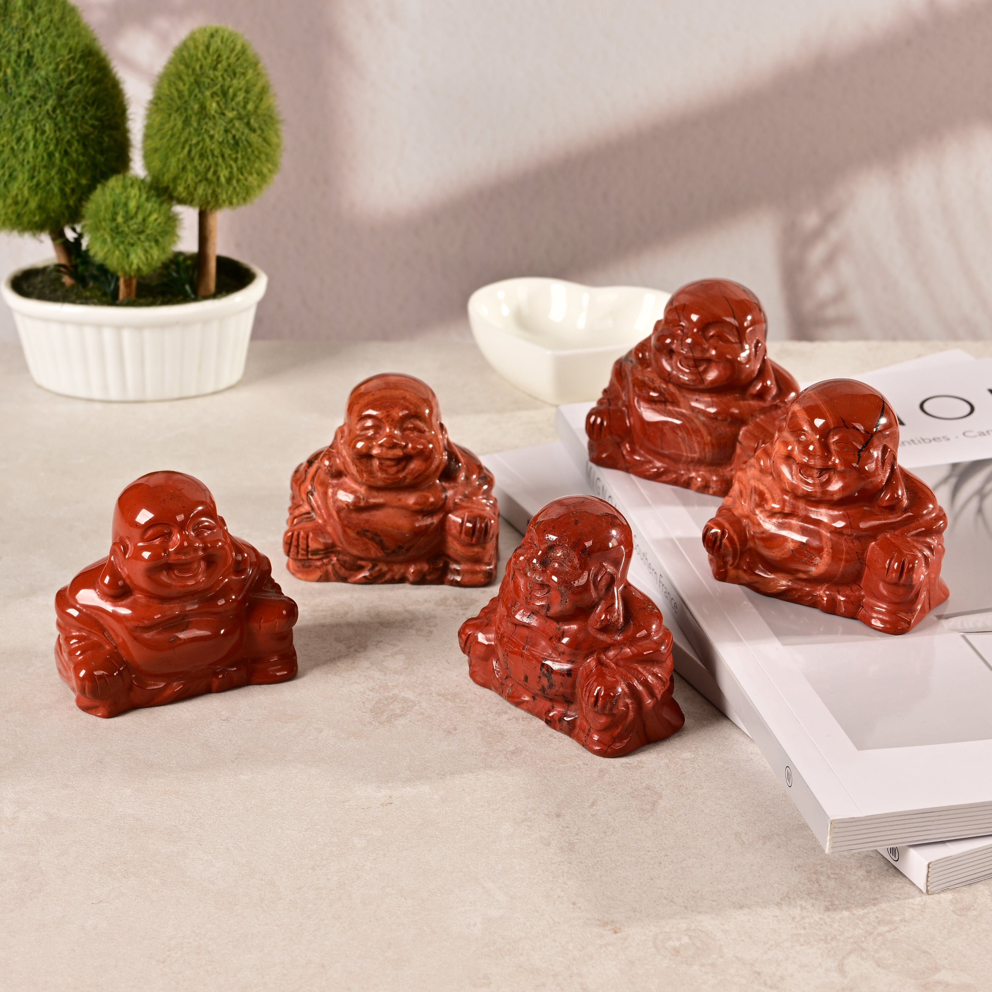 KALIFANO Gemstone Carvings 2.5" Red Jasper Buddha Natural Gemstone Carving CV55-B-RJ