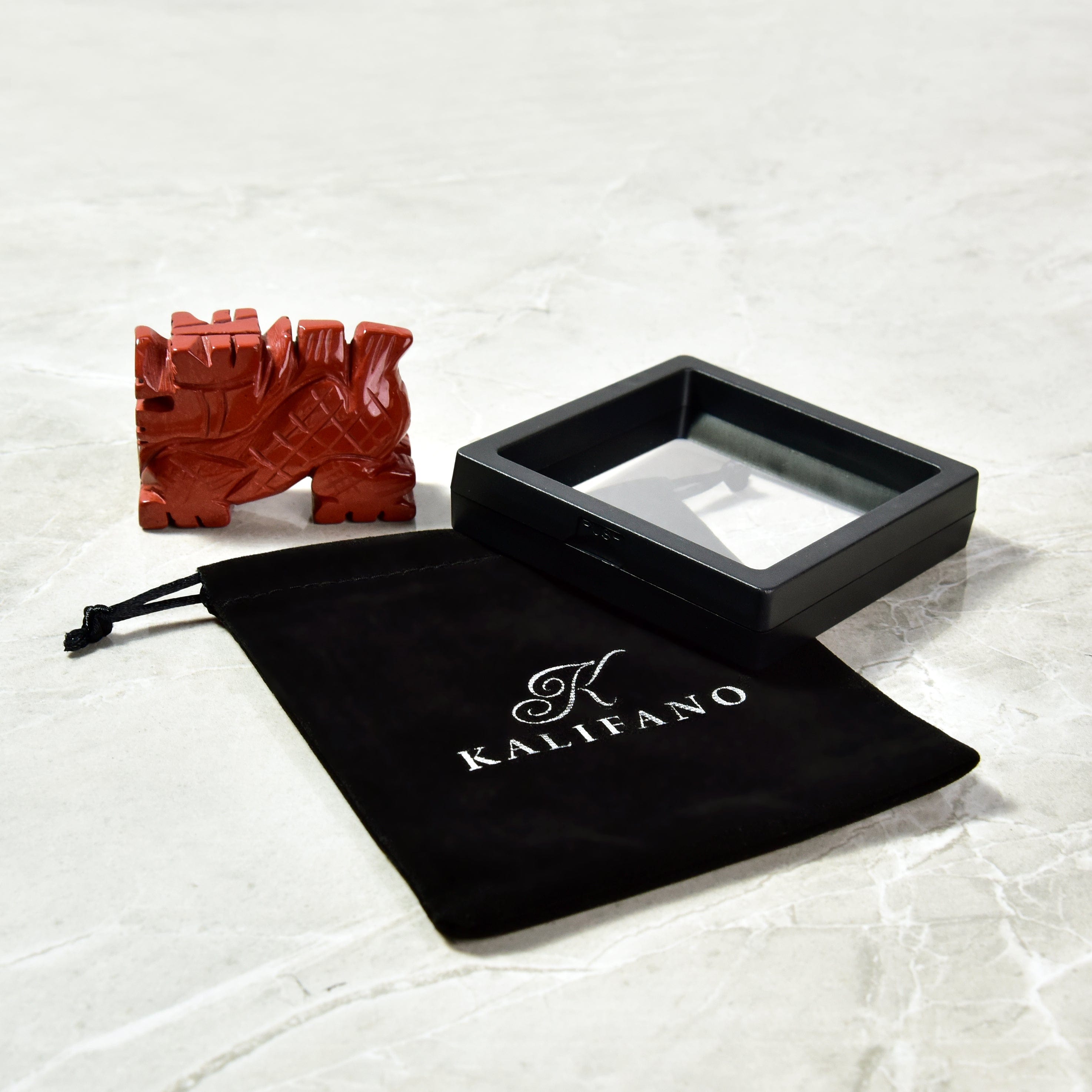 KALIFANO Gemstone Carvings 2.5" Red Jasper Dragon Natural Gemstone Carving CV30-D-RJ