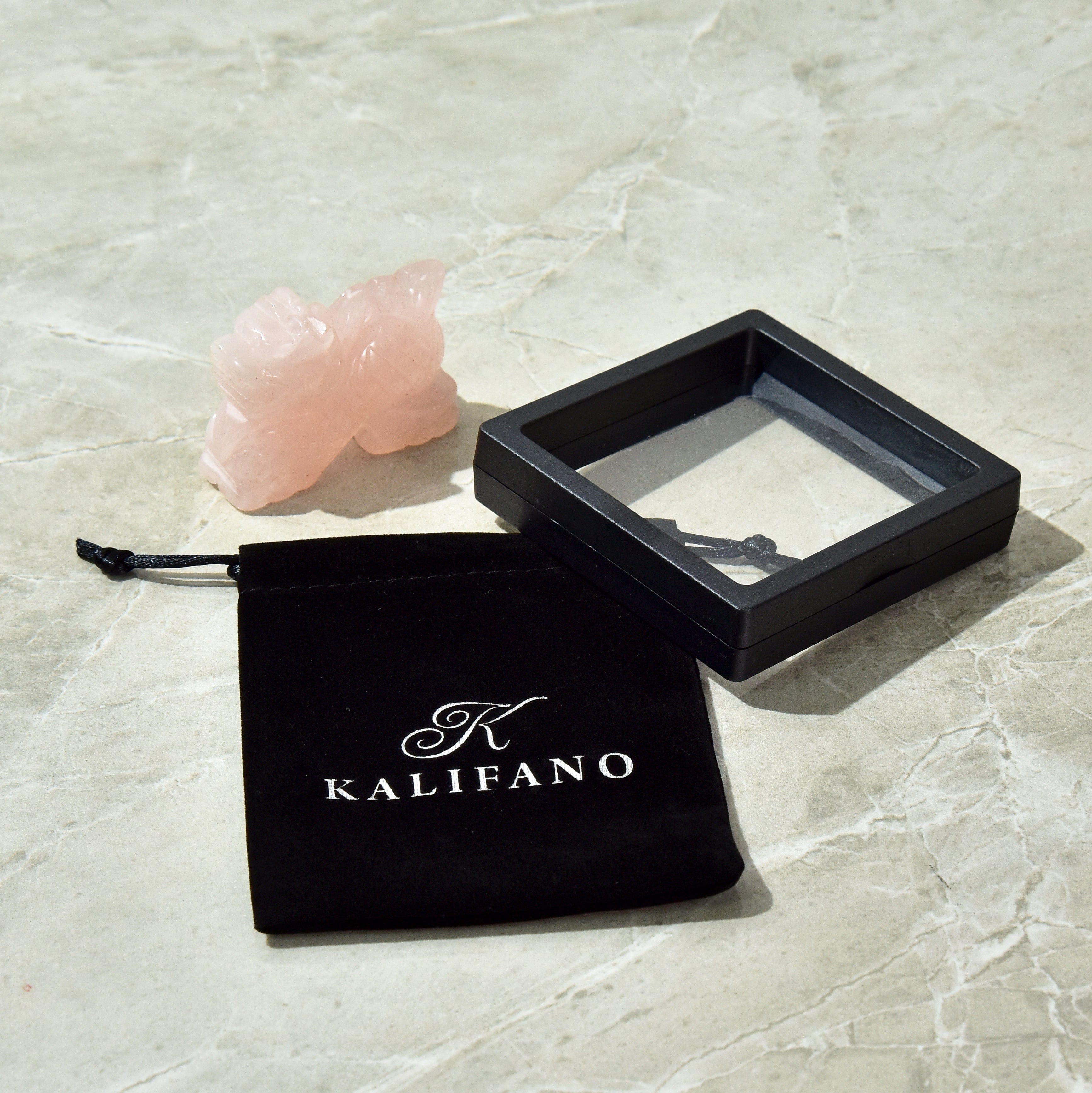 KALIFANO Gemstone Carvings 2.5" Rose Quartz Dragon Natural Gemstone Carving CV30-D-RQ