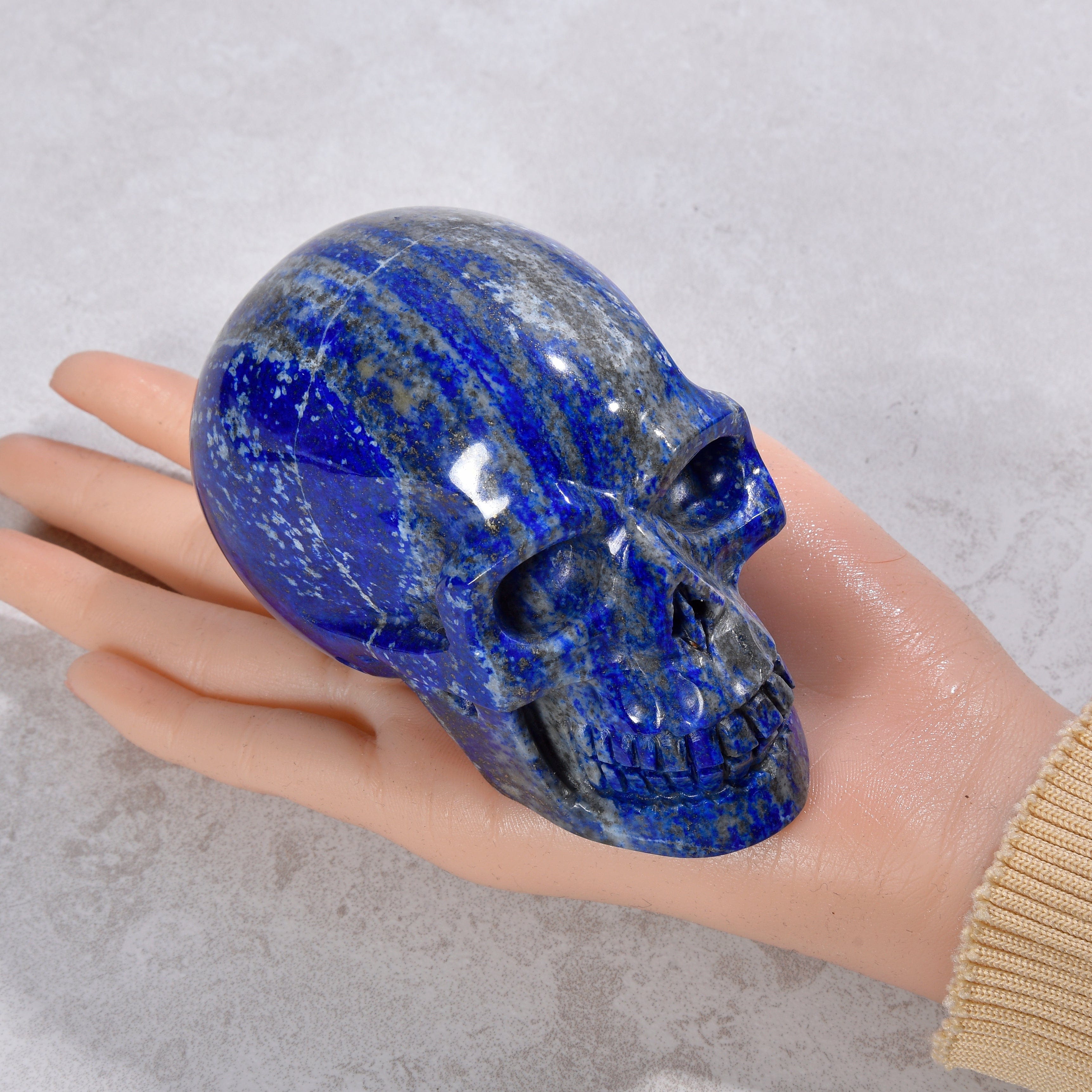 KALIFANO Gemstone Carvings 2.6" Natural Lapis Skull Gemstone Carving CVLSK.1300.02