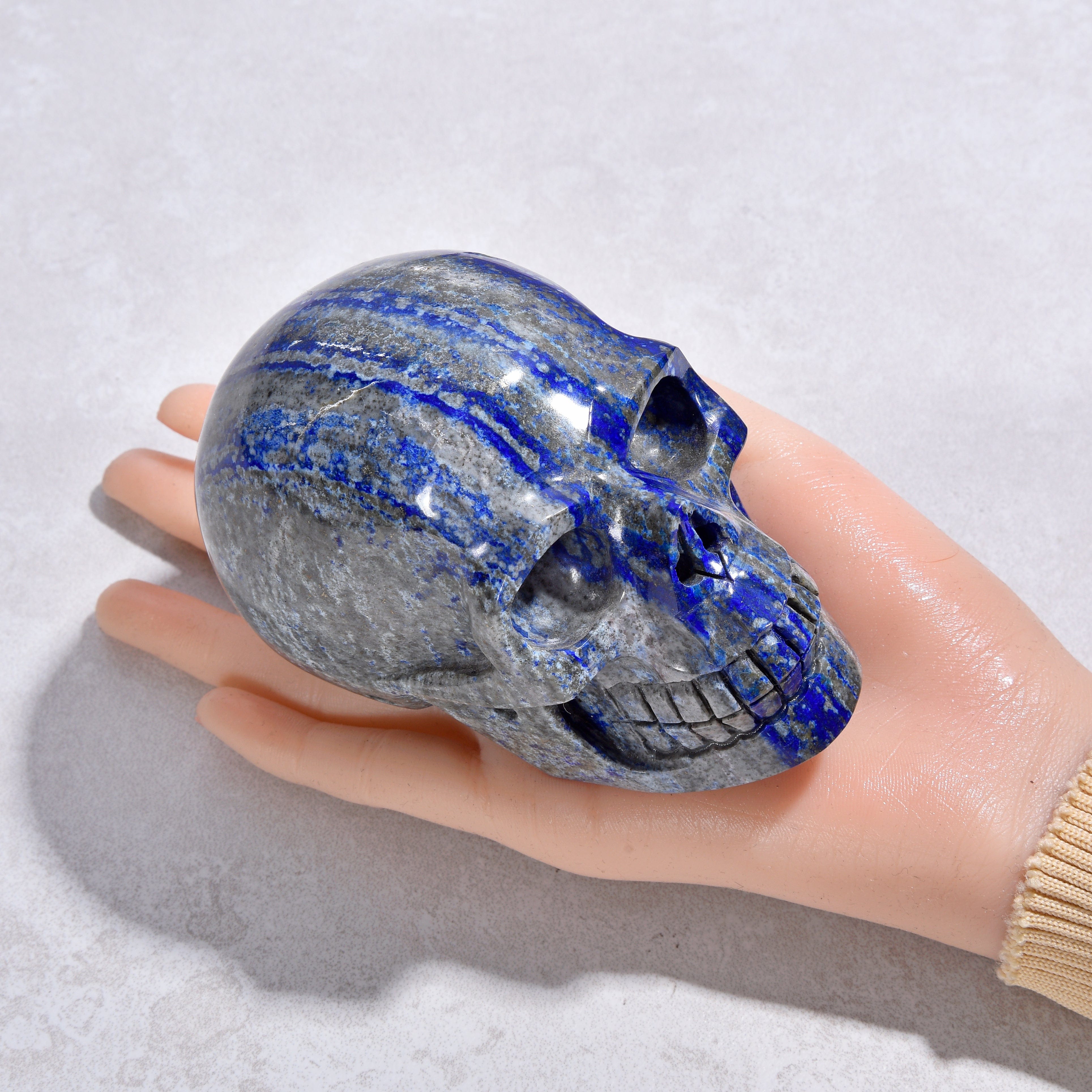 KALIFANO Gemstone Carvings 2.8" Natural Lapis Skull Gemstone Carving CVLSK.1400.02