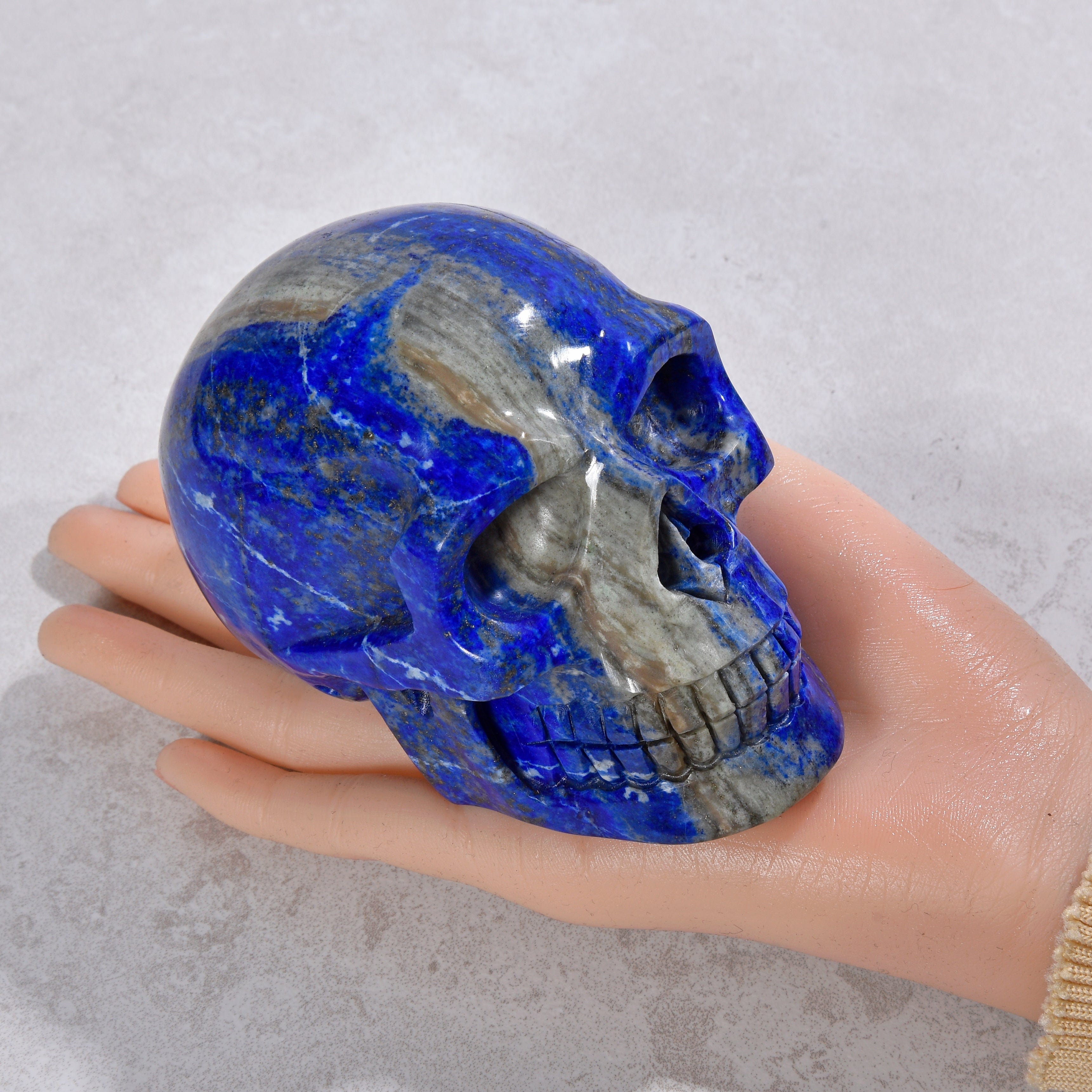 KALIFANO Gemstone Carvings 2.8" Natural Lapis Skull Gemstone Carving CVLSK.1500.01