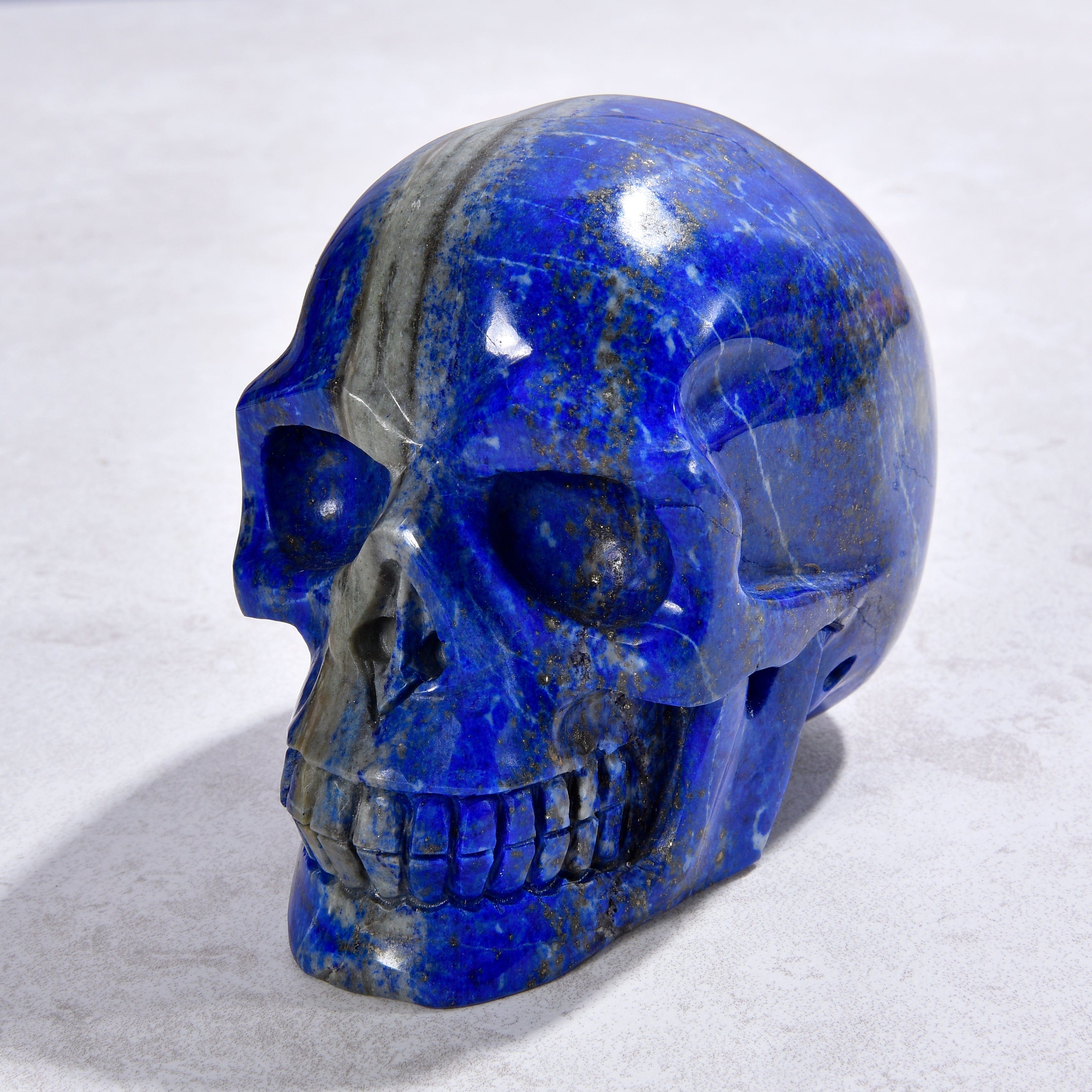 KALIFANO Gemstone Carvings 2.8" Natural Lapis Skull Gemstone Carving CVLSK.2000.01