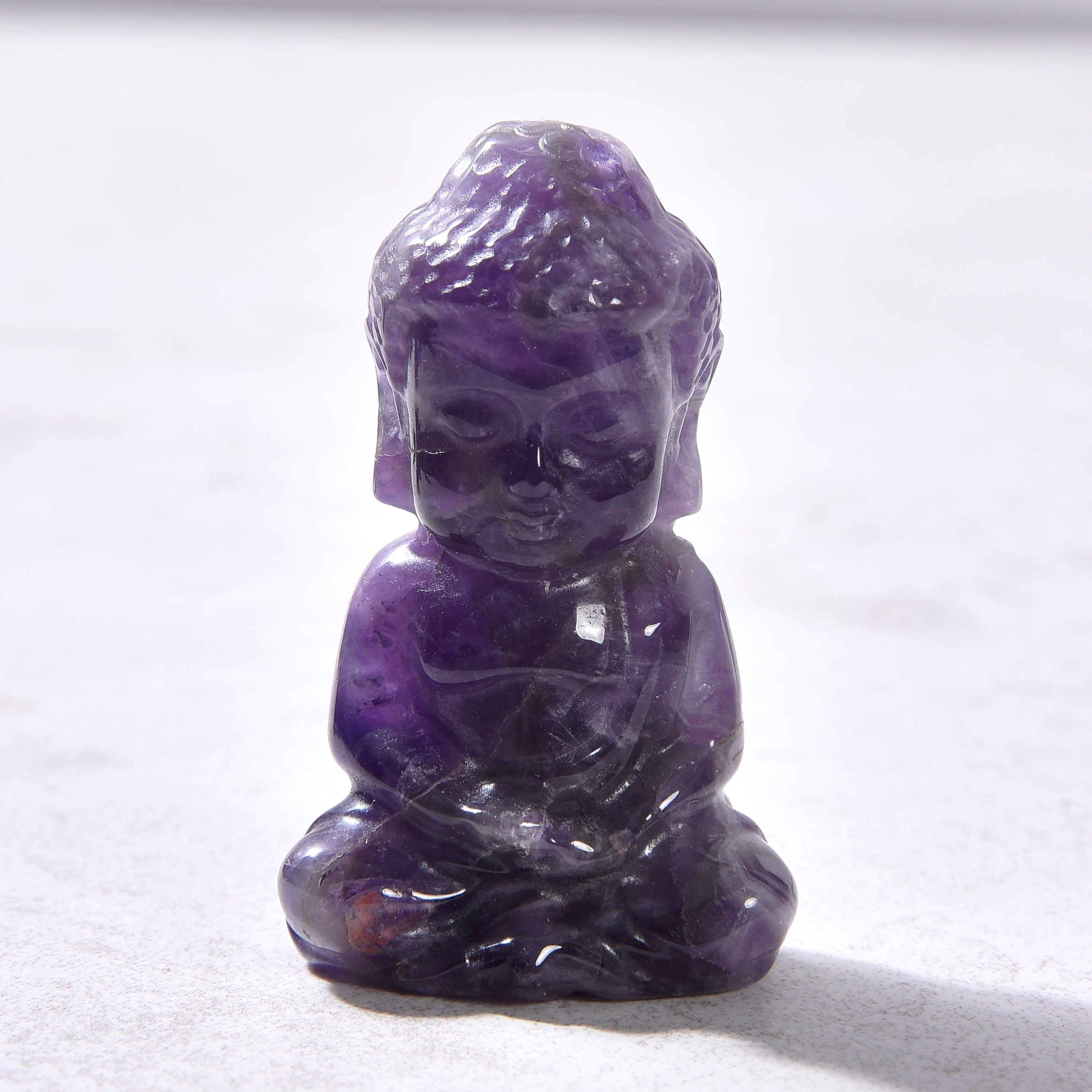 KALIFANO Gemstone Carvings 2" Amethyst Baby Buddha Natural Gemstone Carving CV20-B-AM