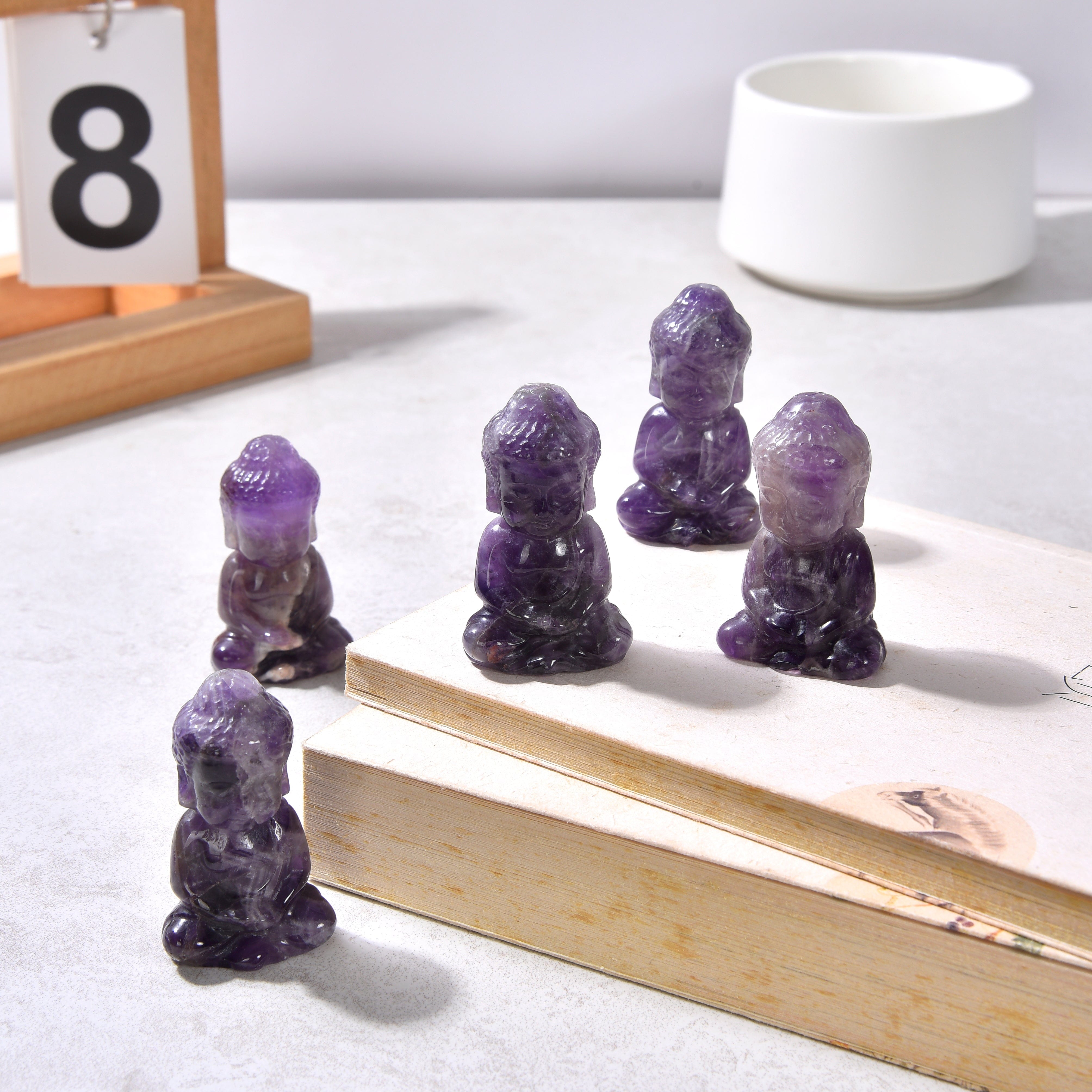 KALIFANO Gemstone Carvings 2" Amethyst Baby Buddha Natural Gemstone Carving CV20-B-AM