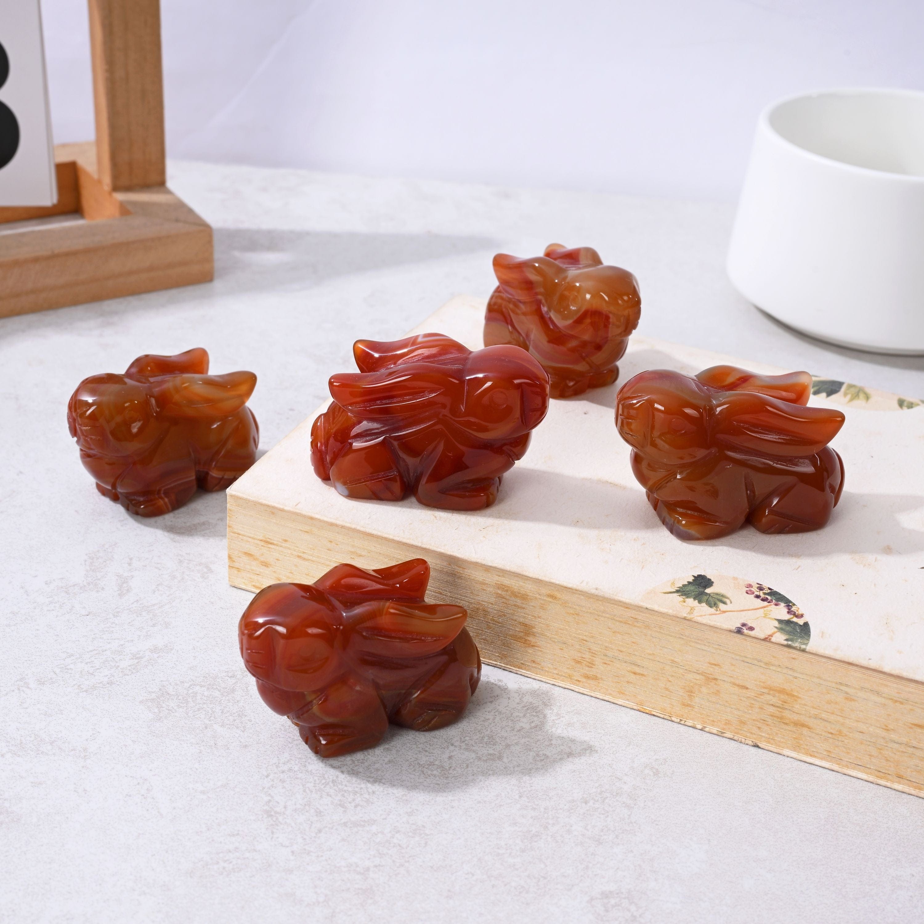 Kalifano Gemstone Carvings 2" Carnelian Rabbit Natural Gemstone Carving CV14-R-CR