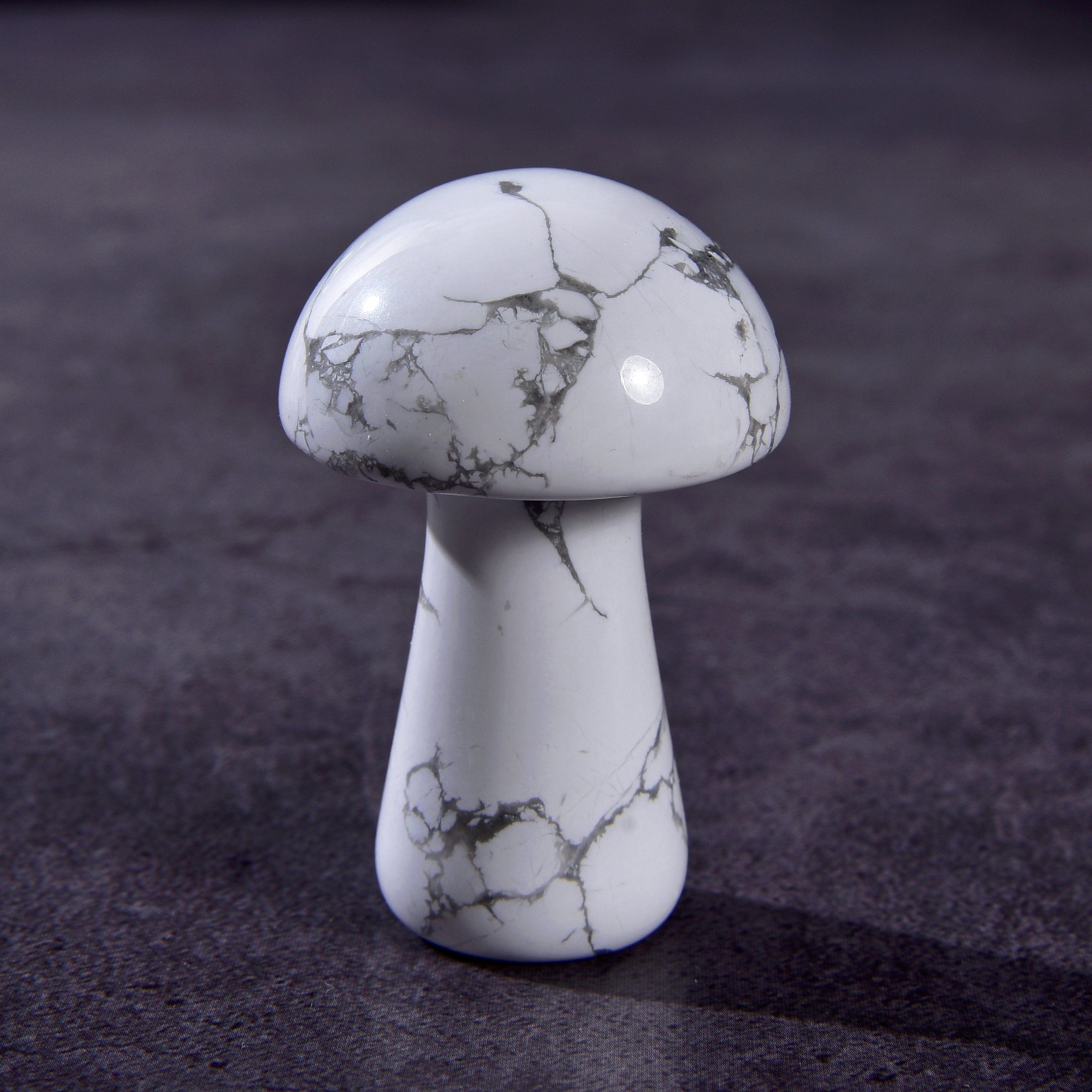 KALIFANO Gemstone Carvings 2" Howlite Mushroom Natural Gemstone Carving CV12-M-HT