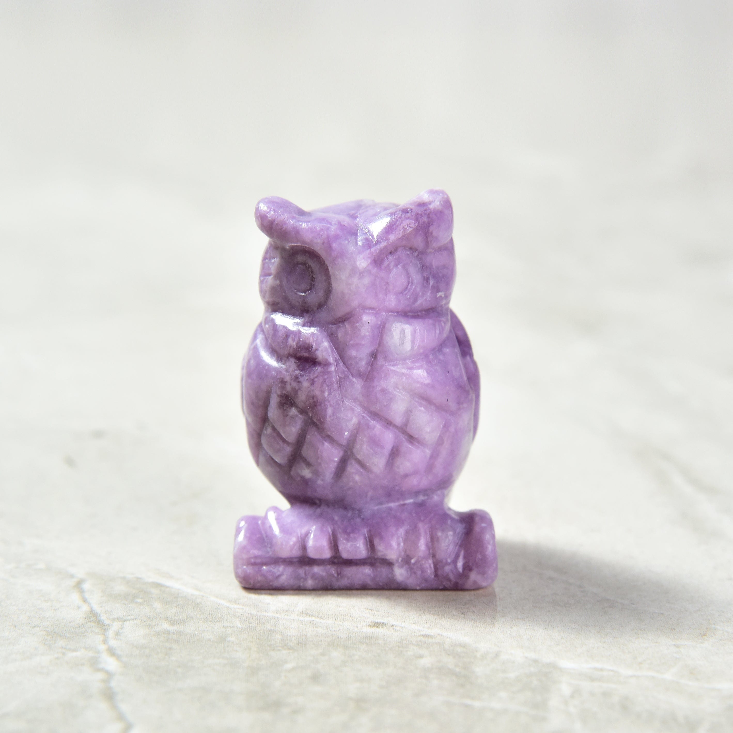 KALIFANO Gemstone Carvings 2" Lepidolite Owl Natural Gemstone Carving CV28-O-LD