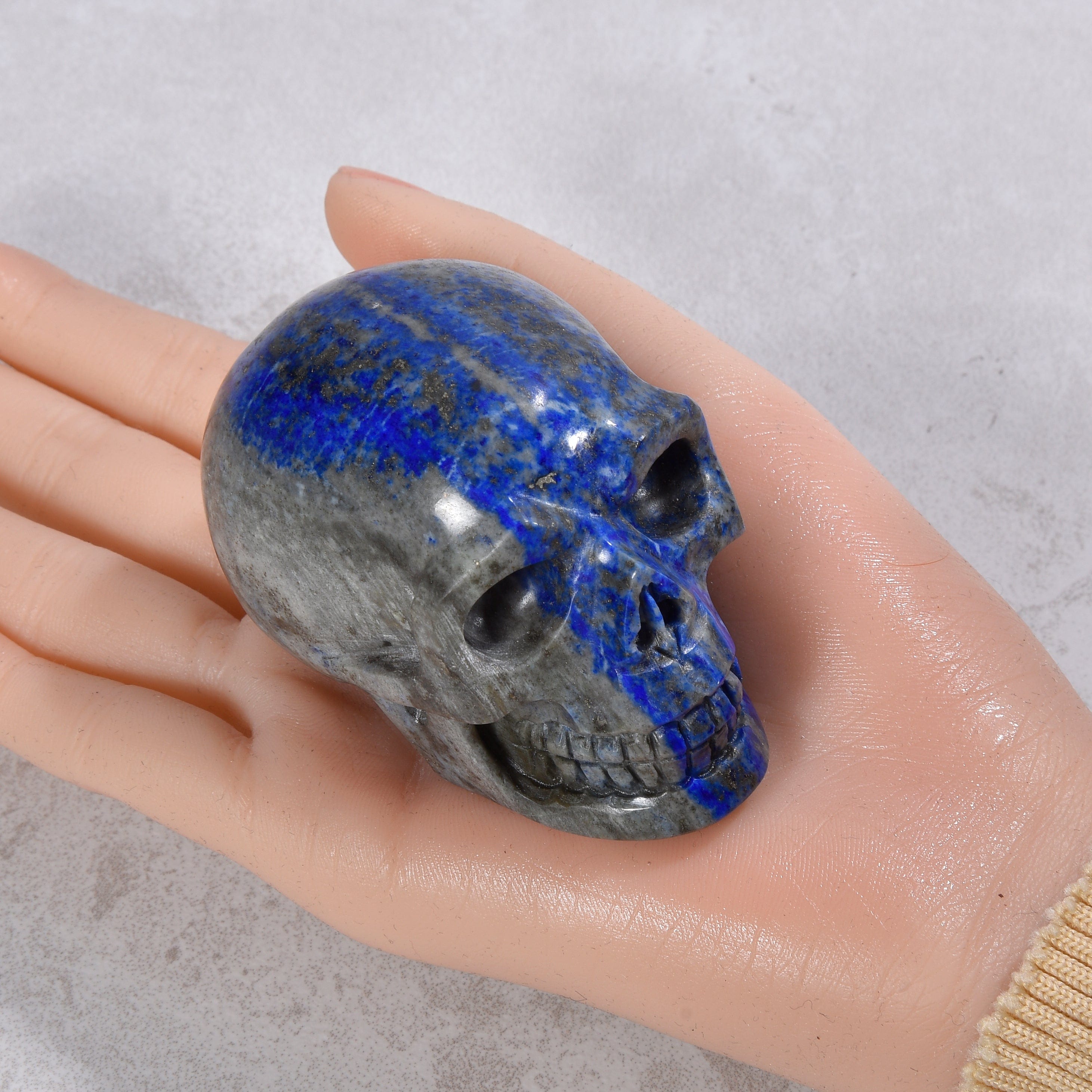 KALIFANO Gemstone Carvings 2" Natural Lapis Skull Gemstone Carving CVLSK.600.01