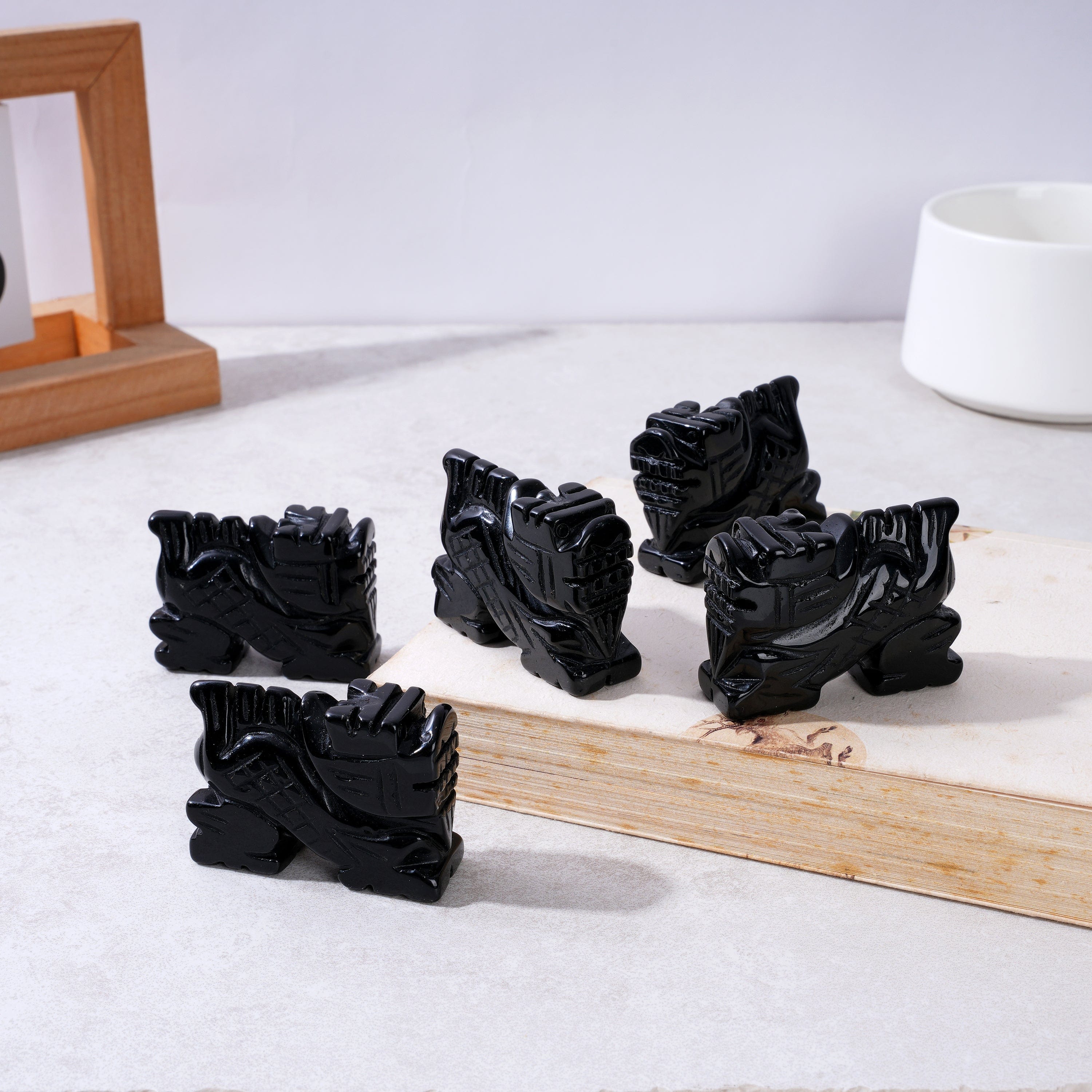 Kalifano Gemstone Carvings 2" Obsidian Dragon Natural Gemstone Carving CV14-D-OB