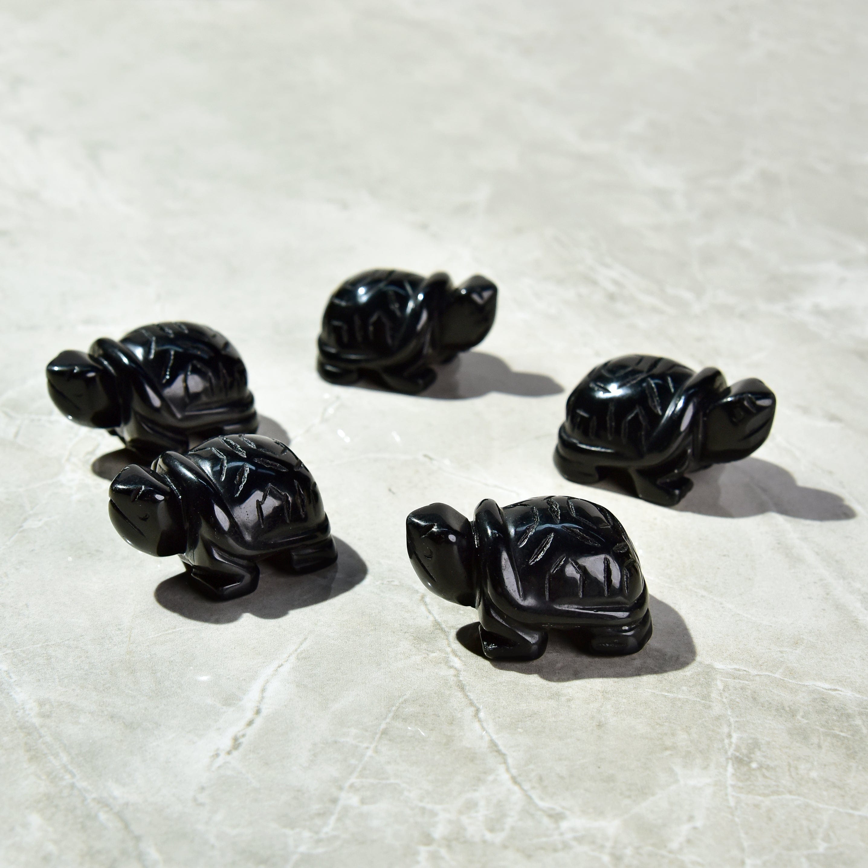 KALIFANO Gemstone Carvings 2" Obsidian Turtle Natural Gemstone Carving CV14-T-OB