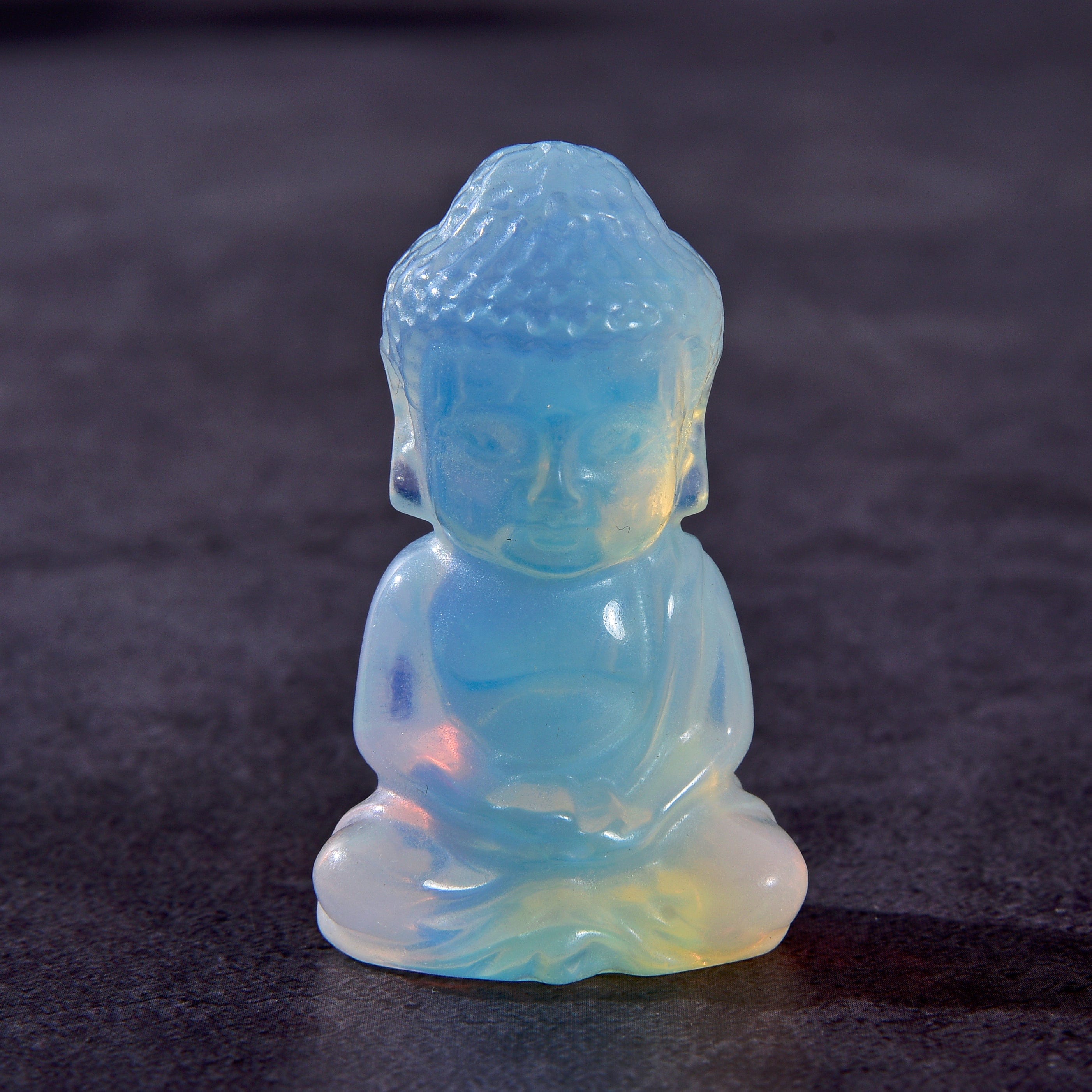 KALIFANO Gemstone Carvings 2" Opalite Moonstone Baby Buddha Gemstone Carving CV20-B-MS