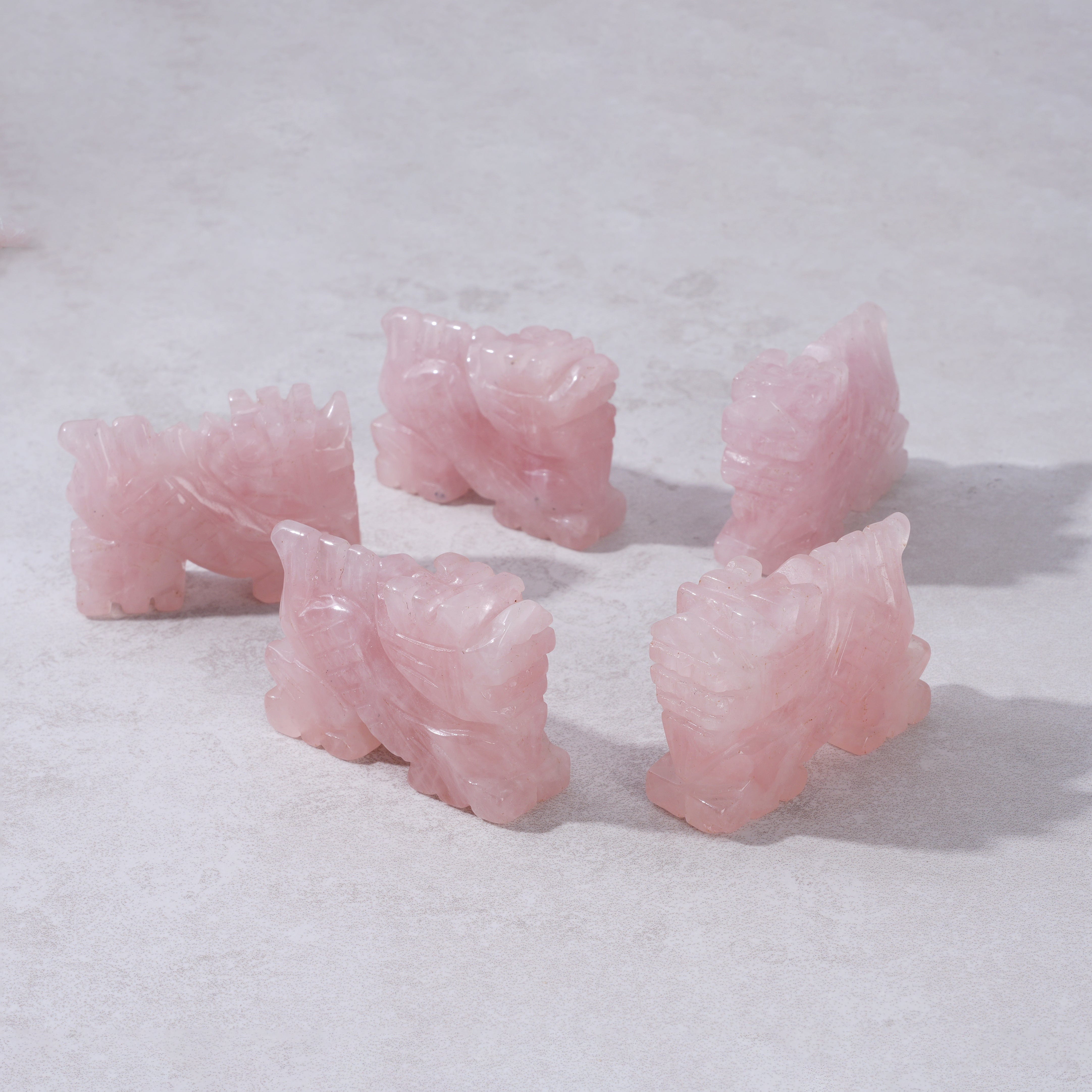 Kalifano Gemstone Carvings 2" Rose Quartz Dragon Natural Gemstone Carving CV14-D-RQ