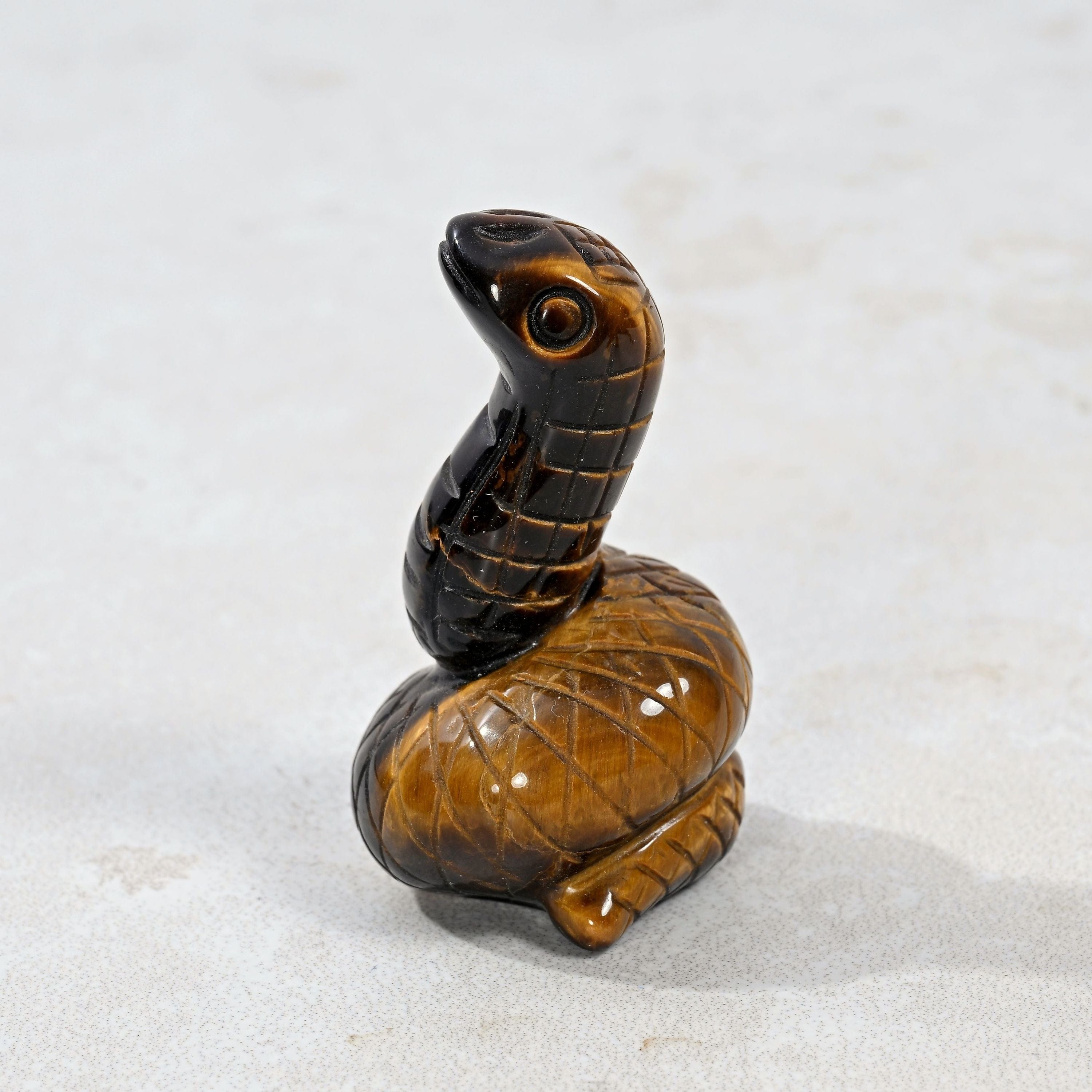 KALIFANO Gemstone Carvings 2" Tiger Eye Snake Natural Gemstone Carving CV14-S-TE
