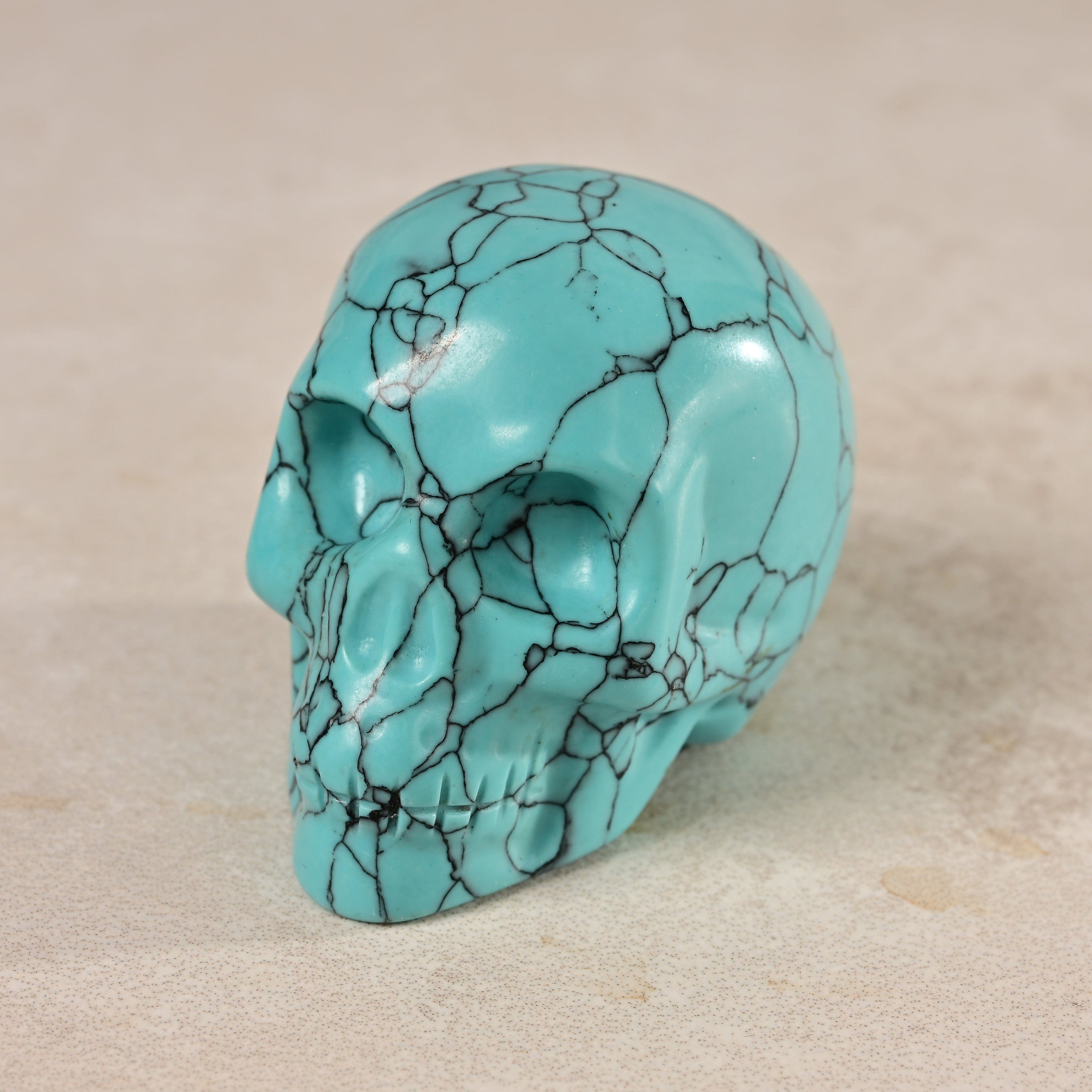 10x14mm White Turquoise Skull Bead Mala Necklace – Handmade, Silver Plated, 18 Inch