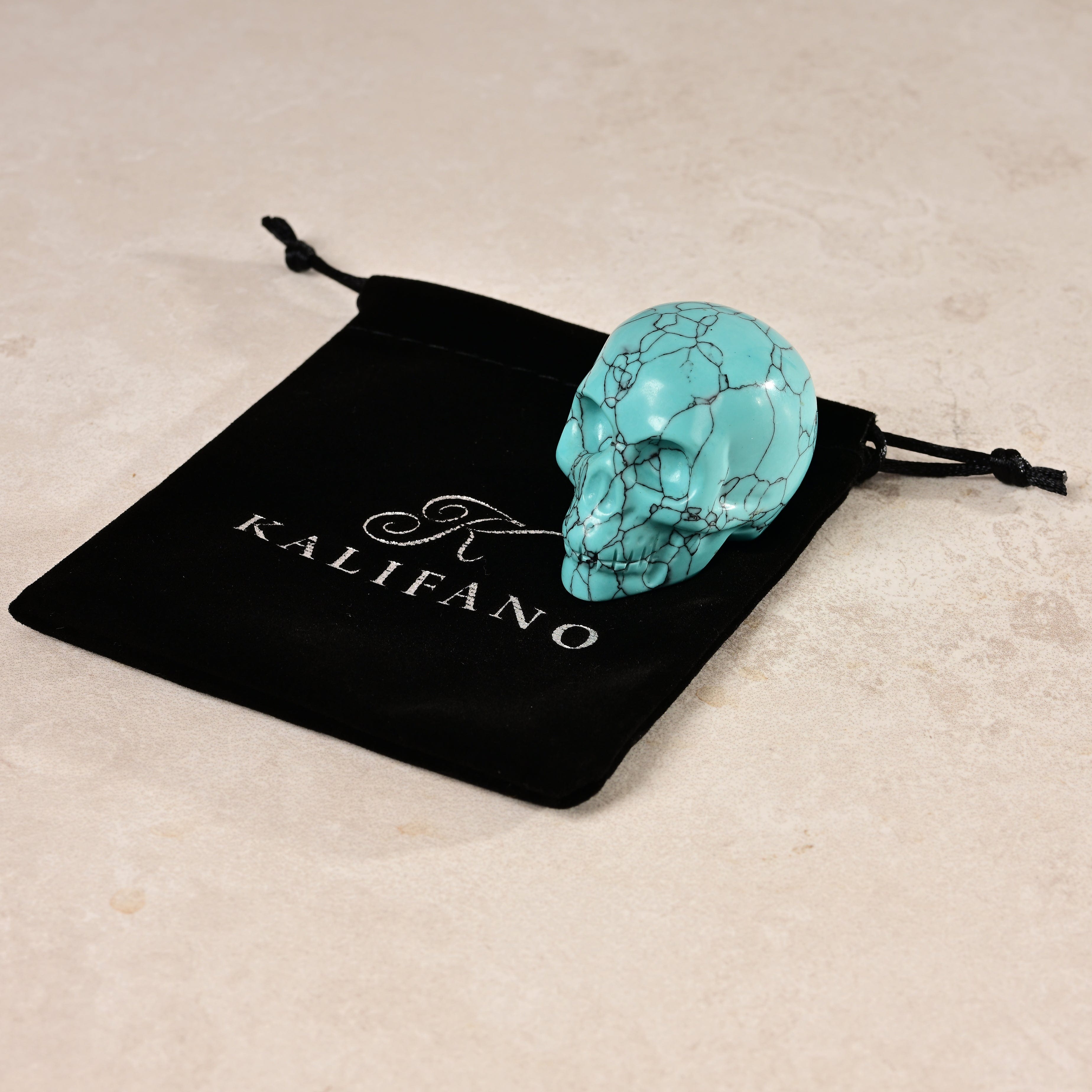 KALIFANO Gemstone Carvings 2" Turquoise Skull Gemstone Carving CV29-SK-TQ