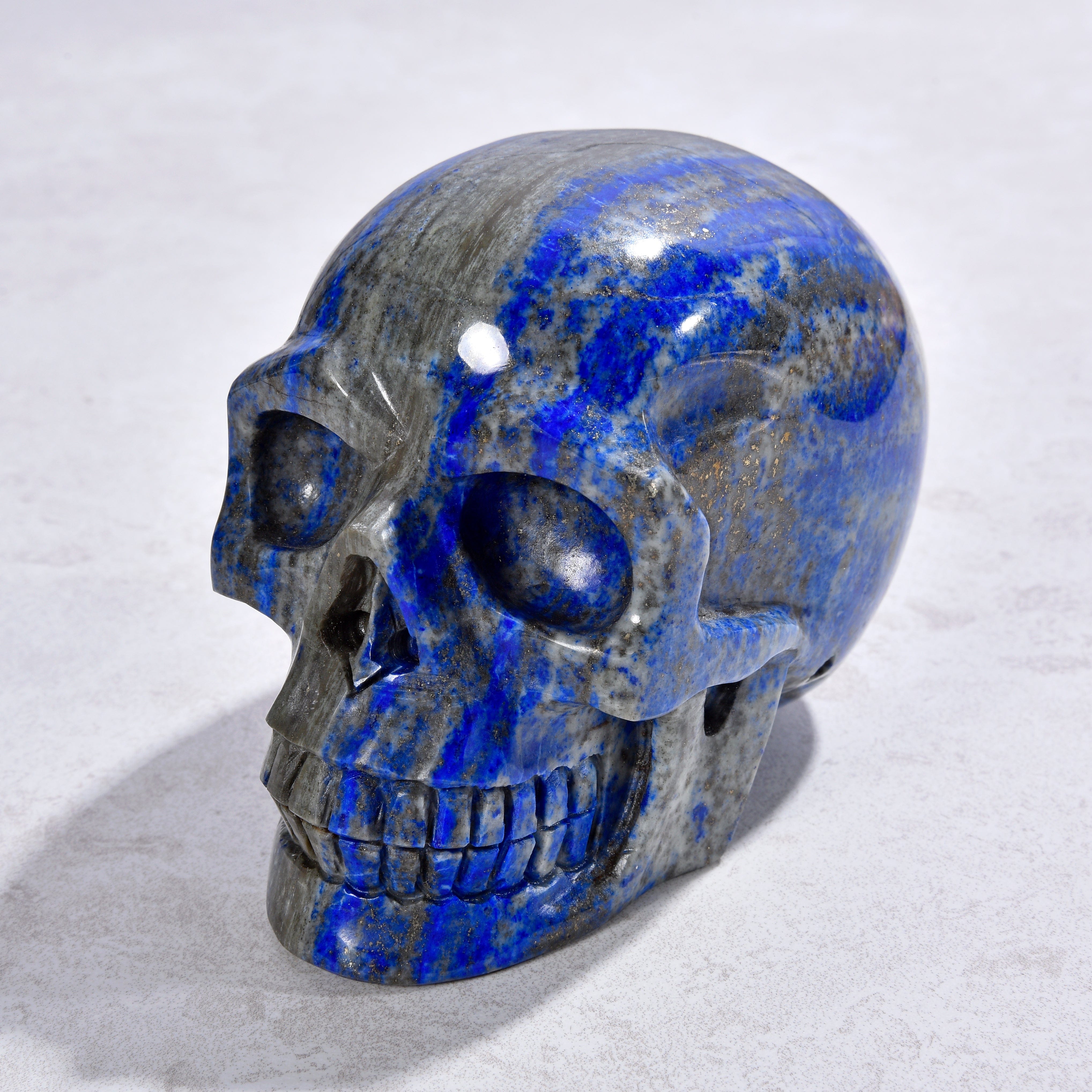 KALIFANO Gemstone Carvings 3.1" Natural Lapis Skull Gemstone Carving CVLSK.2500.01