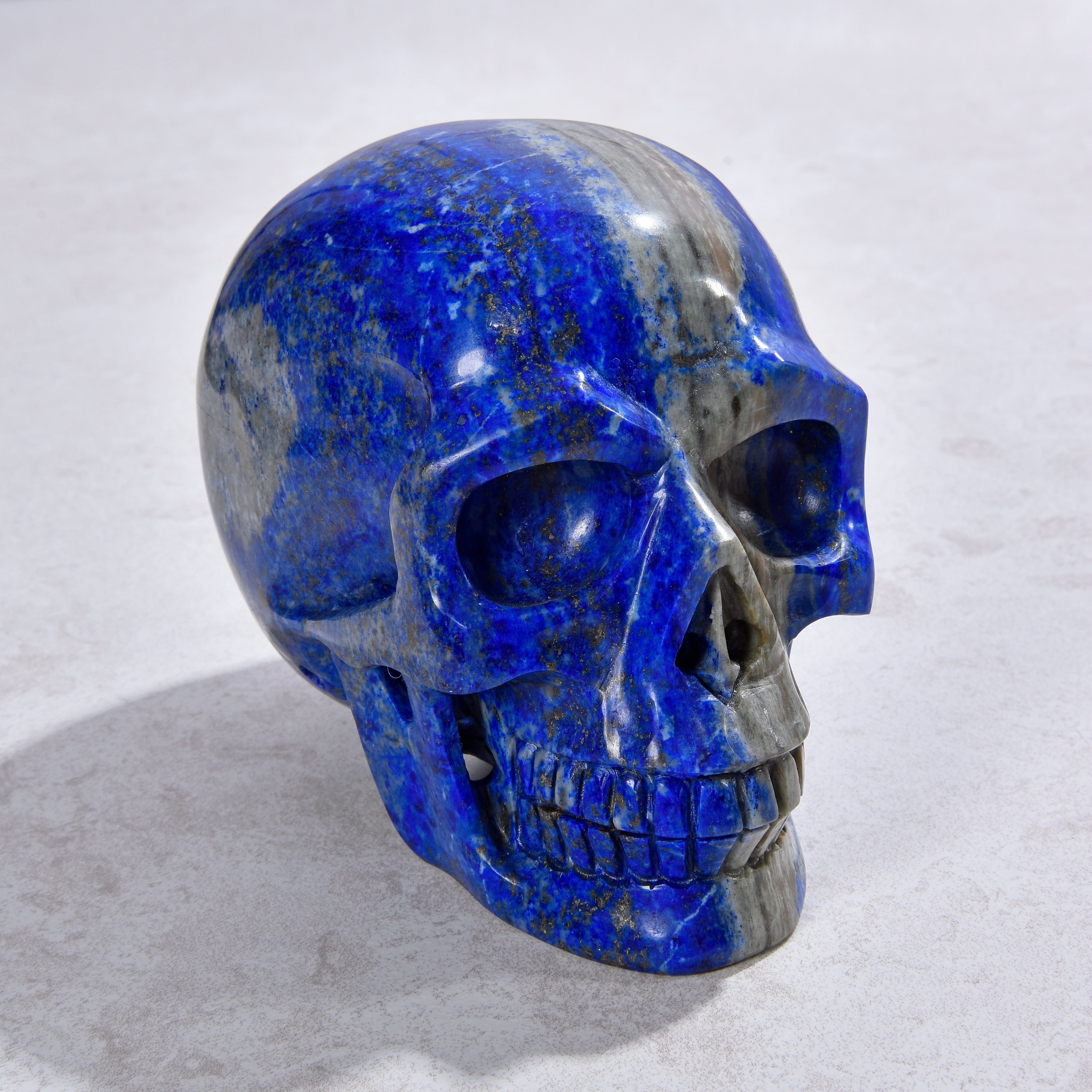 KALIFANO Gemstone Carvings 3.3" Natural Lapis Skull Gemstone Carving CVLSK.2700.01