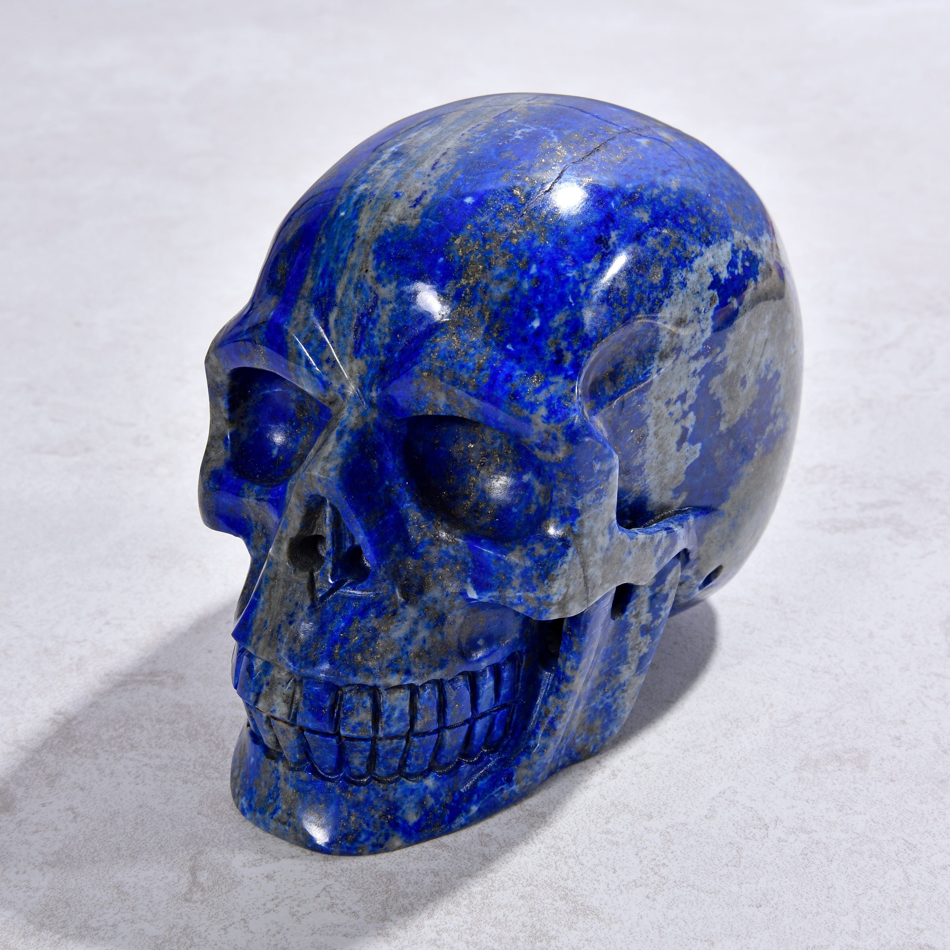 KALIFANO Gemstone Carvings 3.3" Natural Lapis Skull Gemstone Carving CVLSK.3100.02