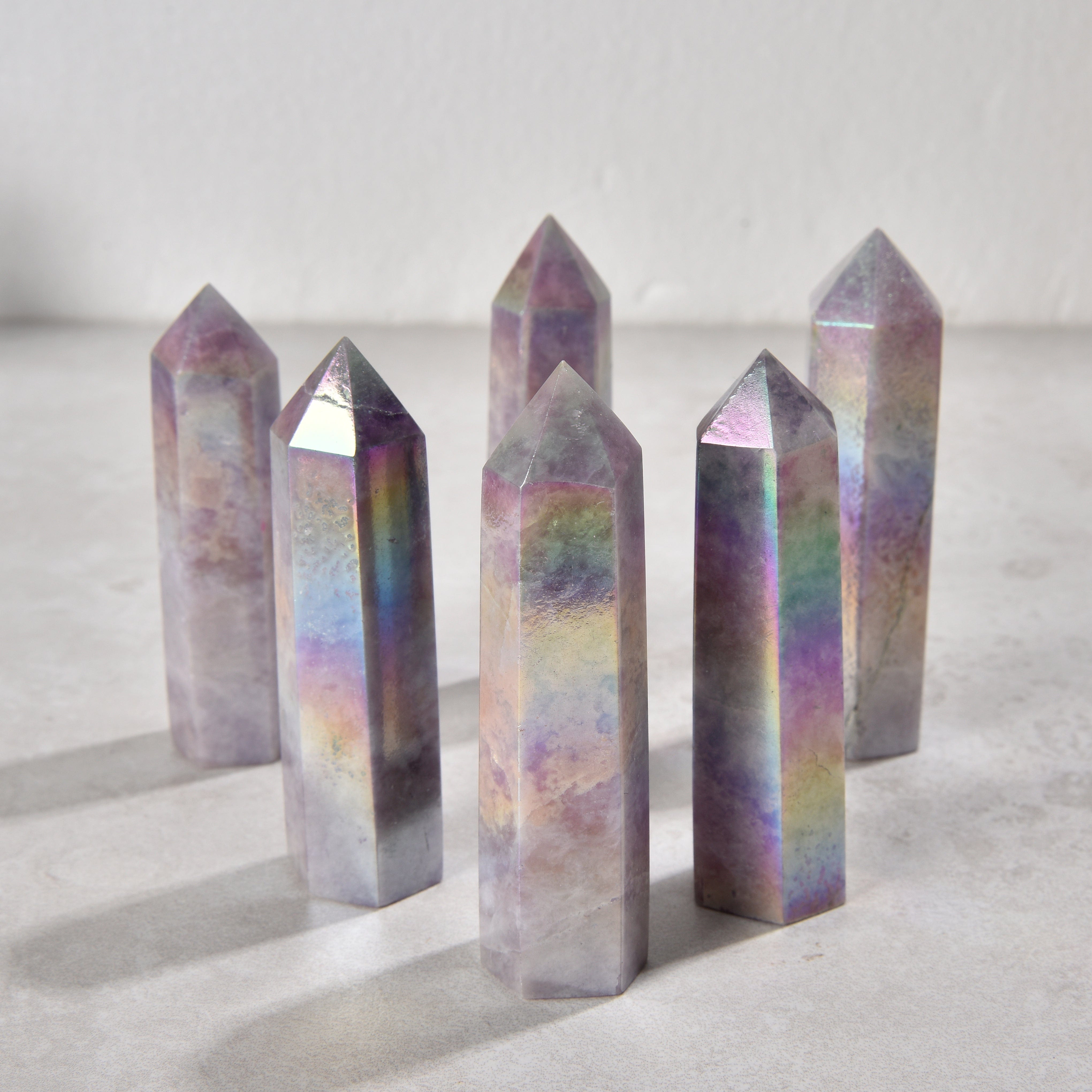 KALIFANO Gemstone Carvings 3.5" Aura Borealis Lepidolite Obelisk Tower Gemstone Carving GOT810-ABLD