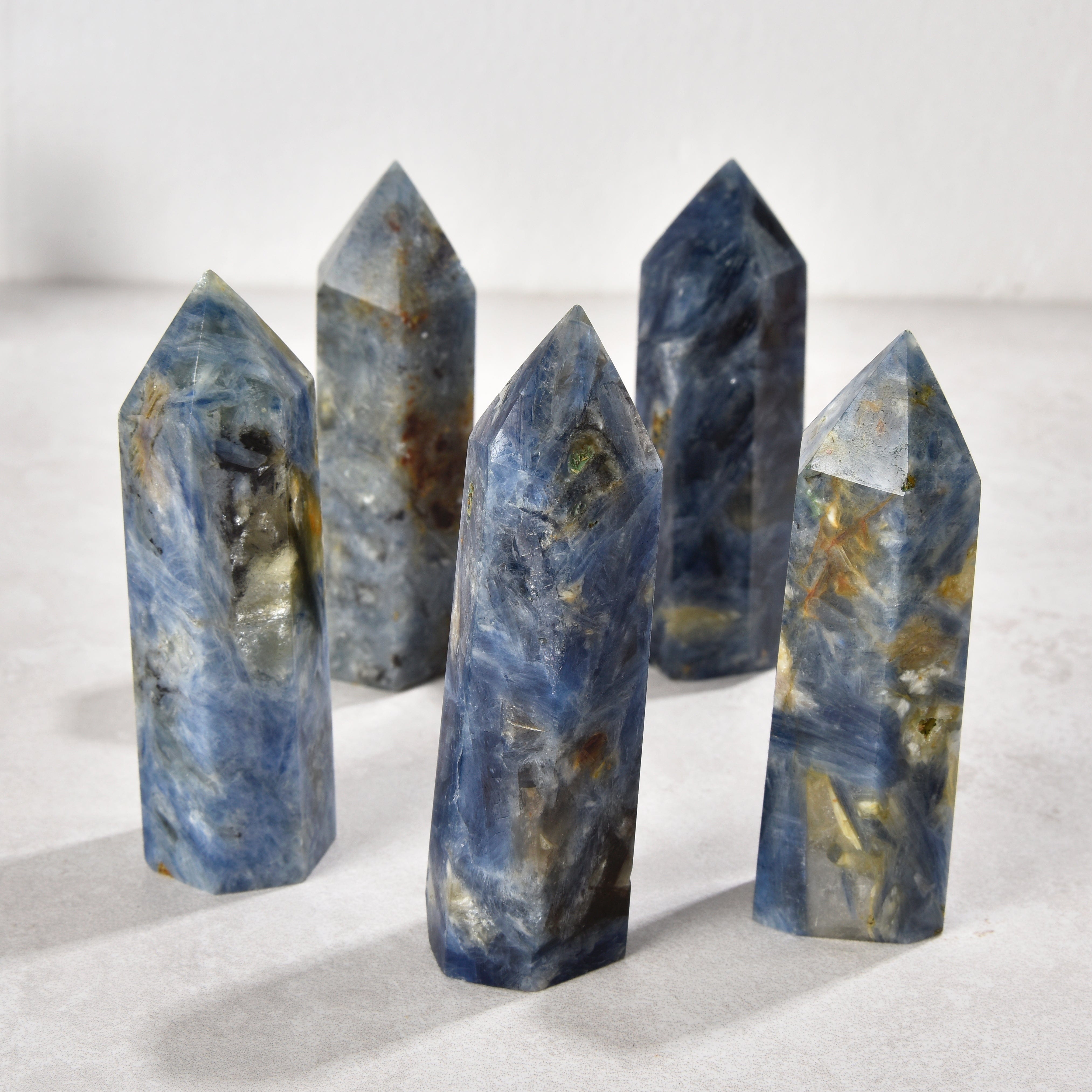 KALIFANO Gemstone Carvings 3.5" Blue Kyanite Obelisk Tower Gemstone Carving GOT810-KE