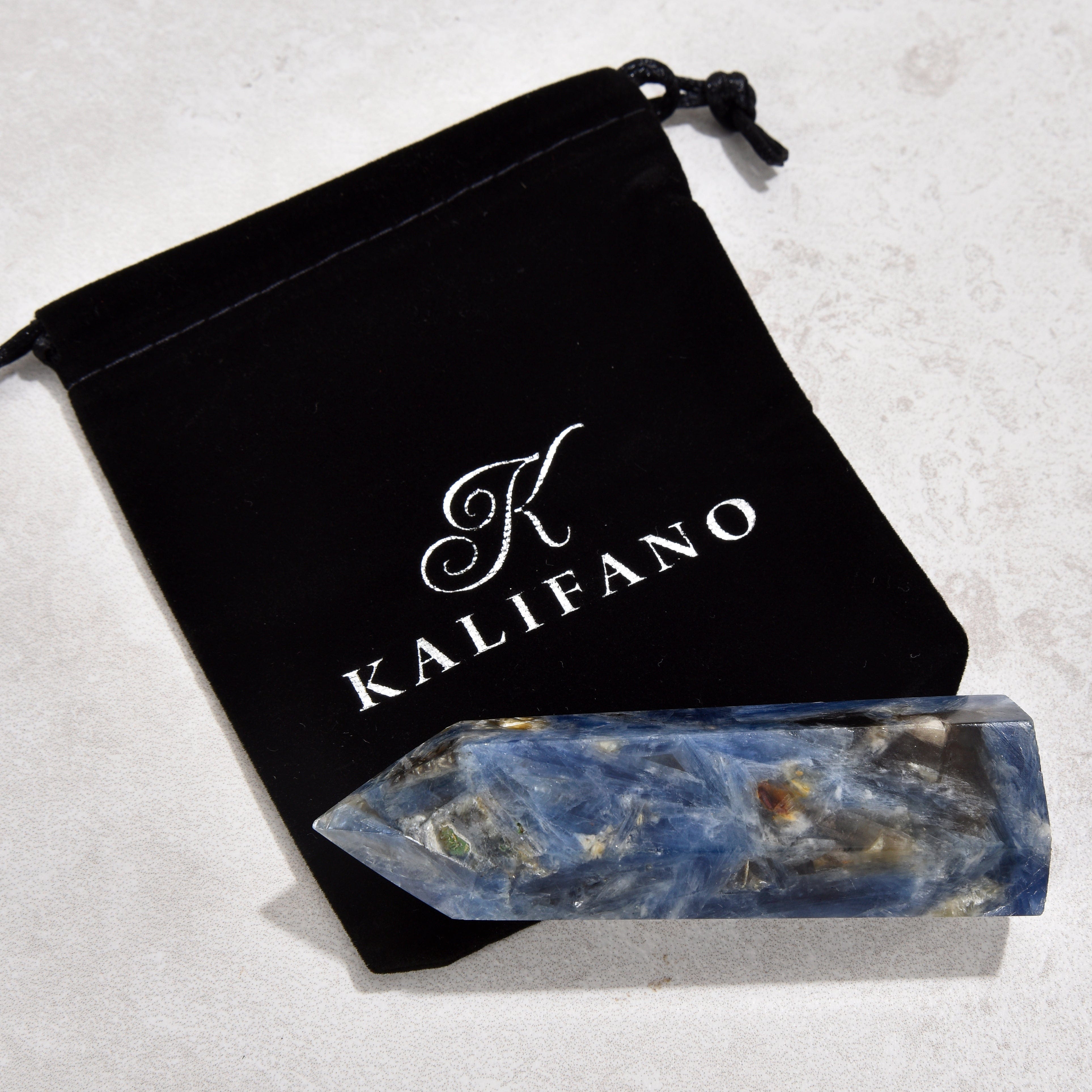 KALIFANO Gemstone Carvings 3.5" Blue Kyanite Obelisk Tower Gemstone Carving GOT810-KE