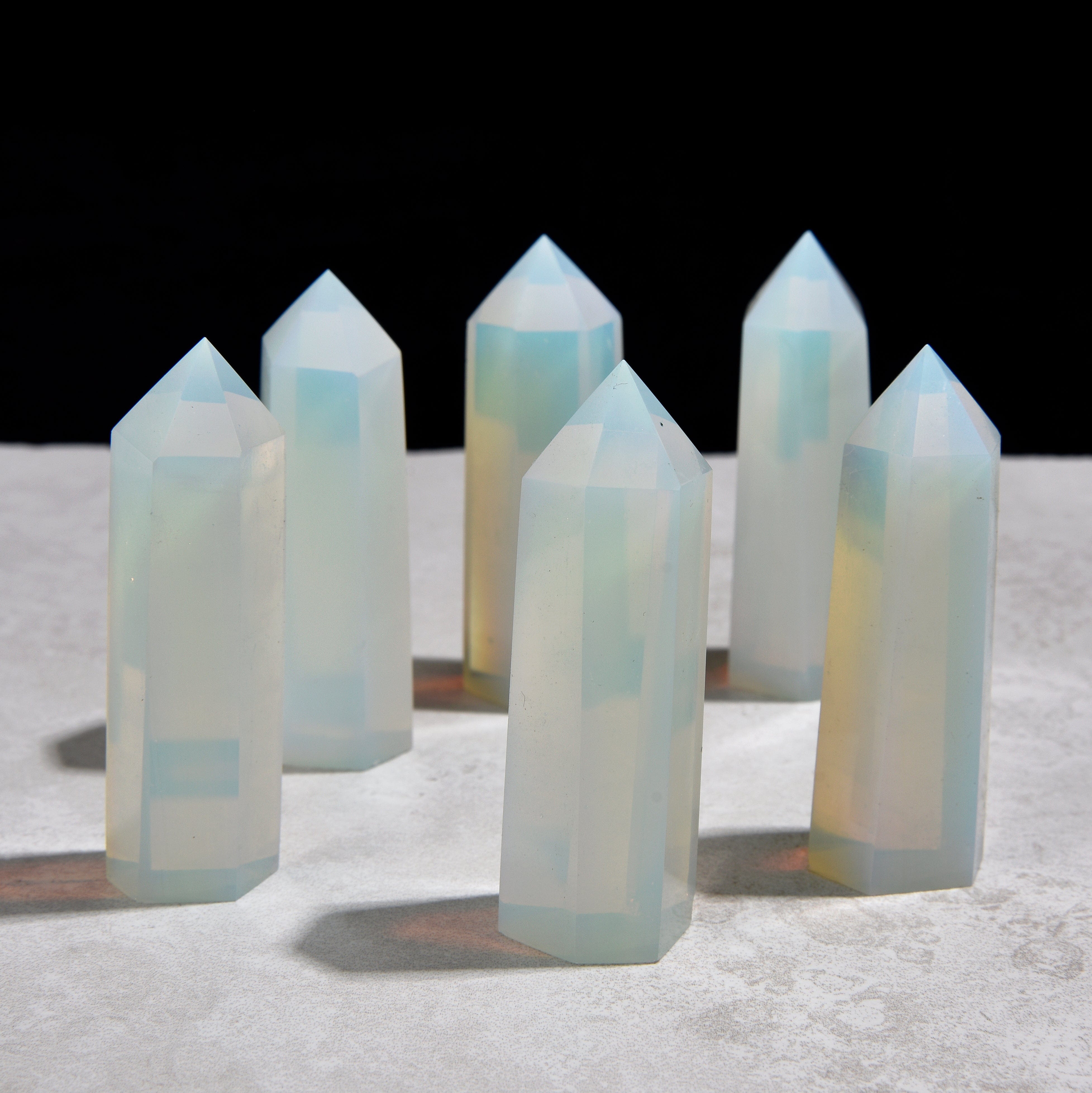 KALIFANO Gemstone Carvings 3.5" Opalite Moonstone Obelisk Tower Gemstone Carving GOT810-MS