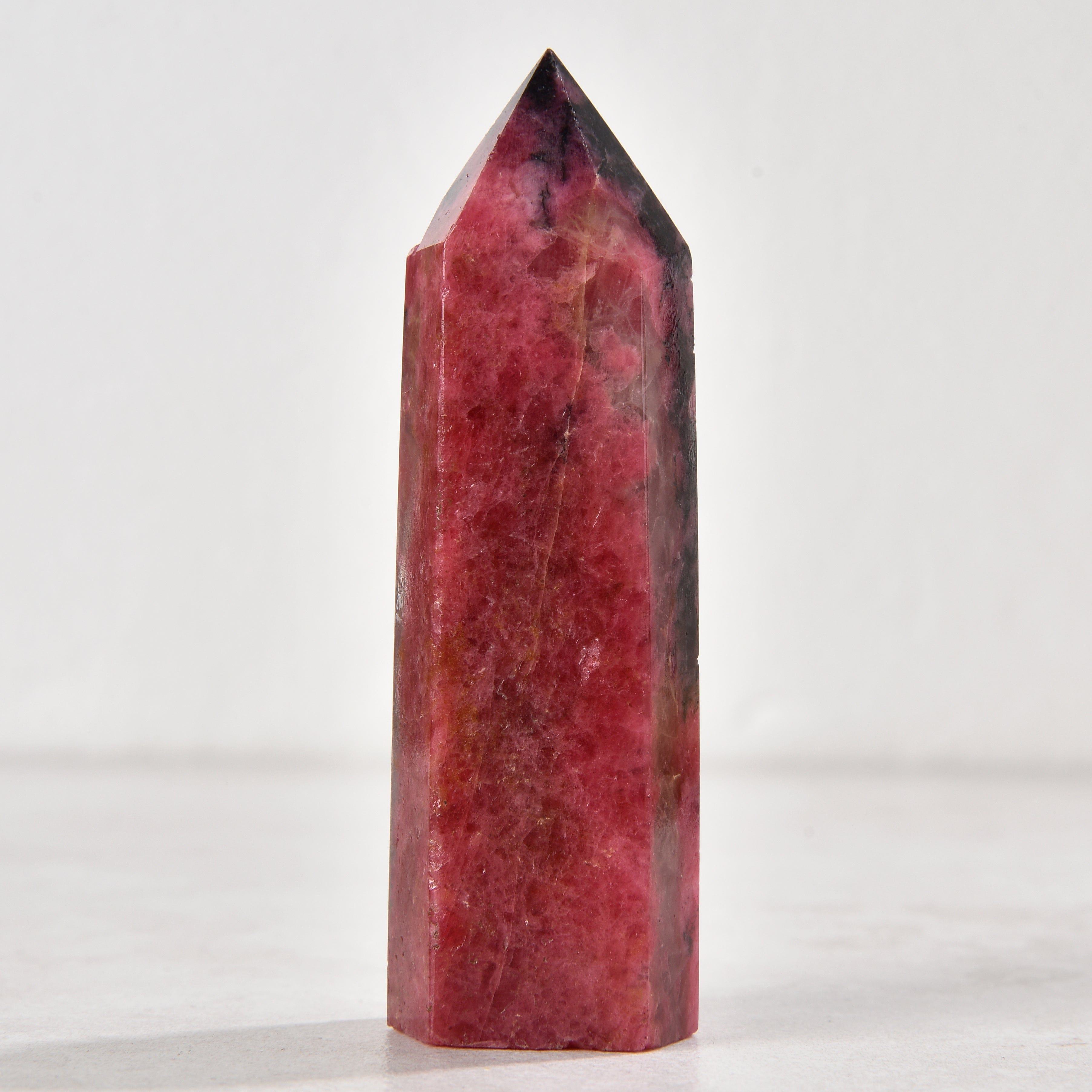 KALIFANO Gemstone Carvings 3.5" Rhodonite Obelisk Tower Gemstone Carving GOT810-RE