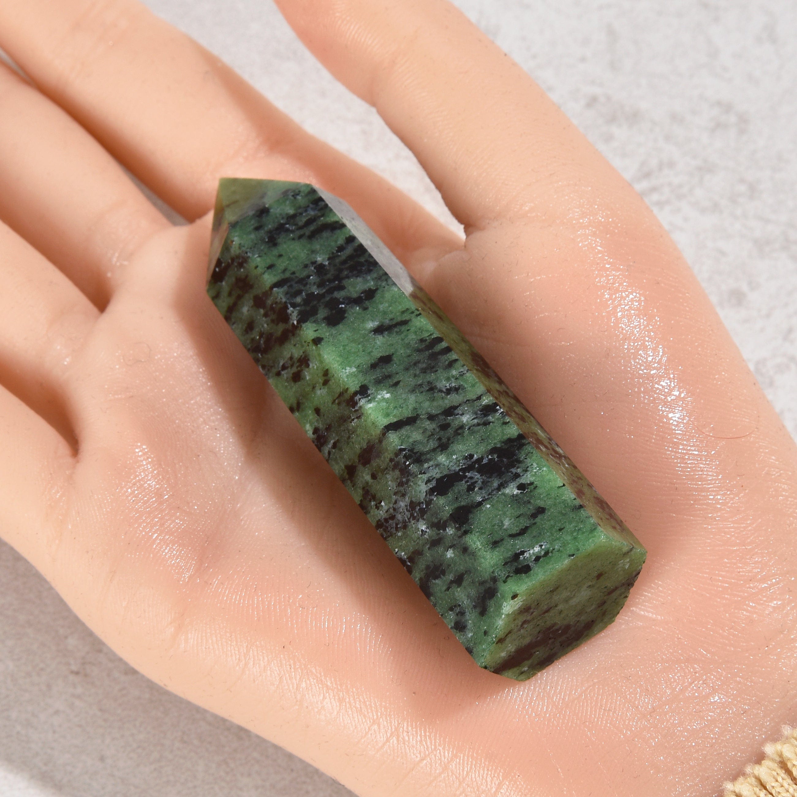 KALIFANO Gemstone Carvings 3.5" Ruby Zoisite Obelisk Tower Gemstone Carving GOT810-RZ