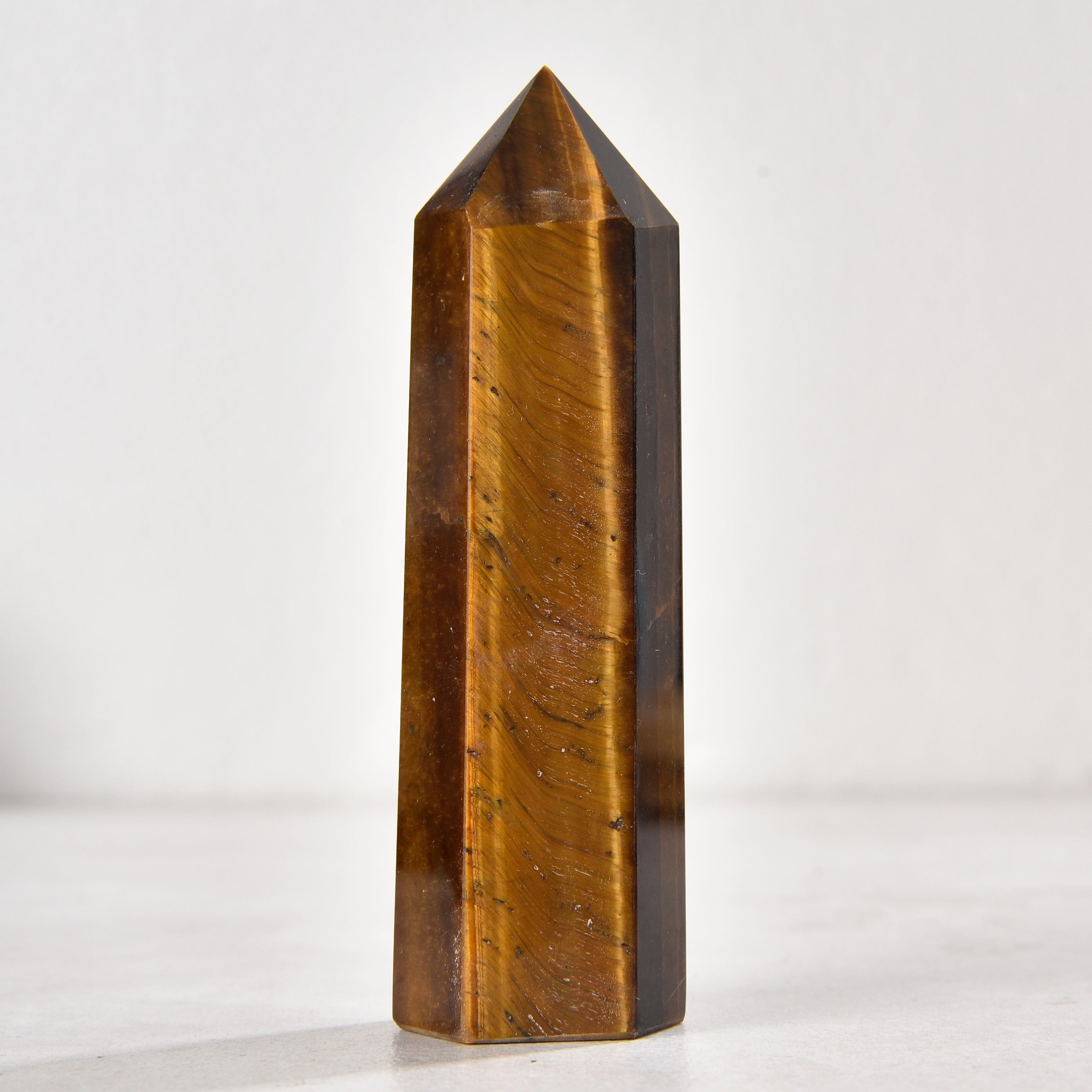 KALIFANO Gemstone Carvings 3.5" Tiger eye Obelisk Tower Gemstone Carving GOT810-TE