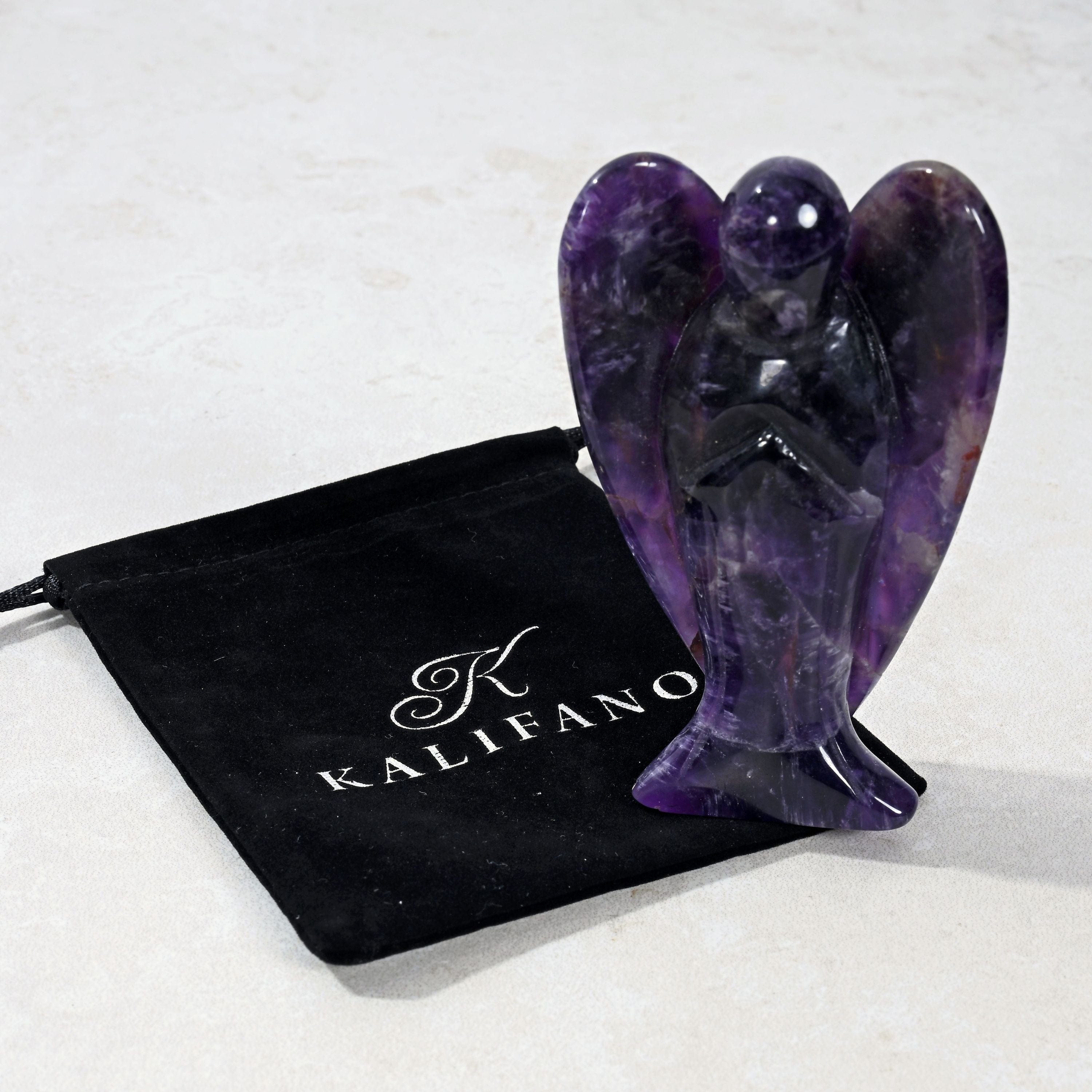 Kalifano Gemstone Carvings 3" Amethyst Angel Natural Gemstone Carving CV52-A-AM